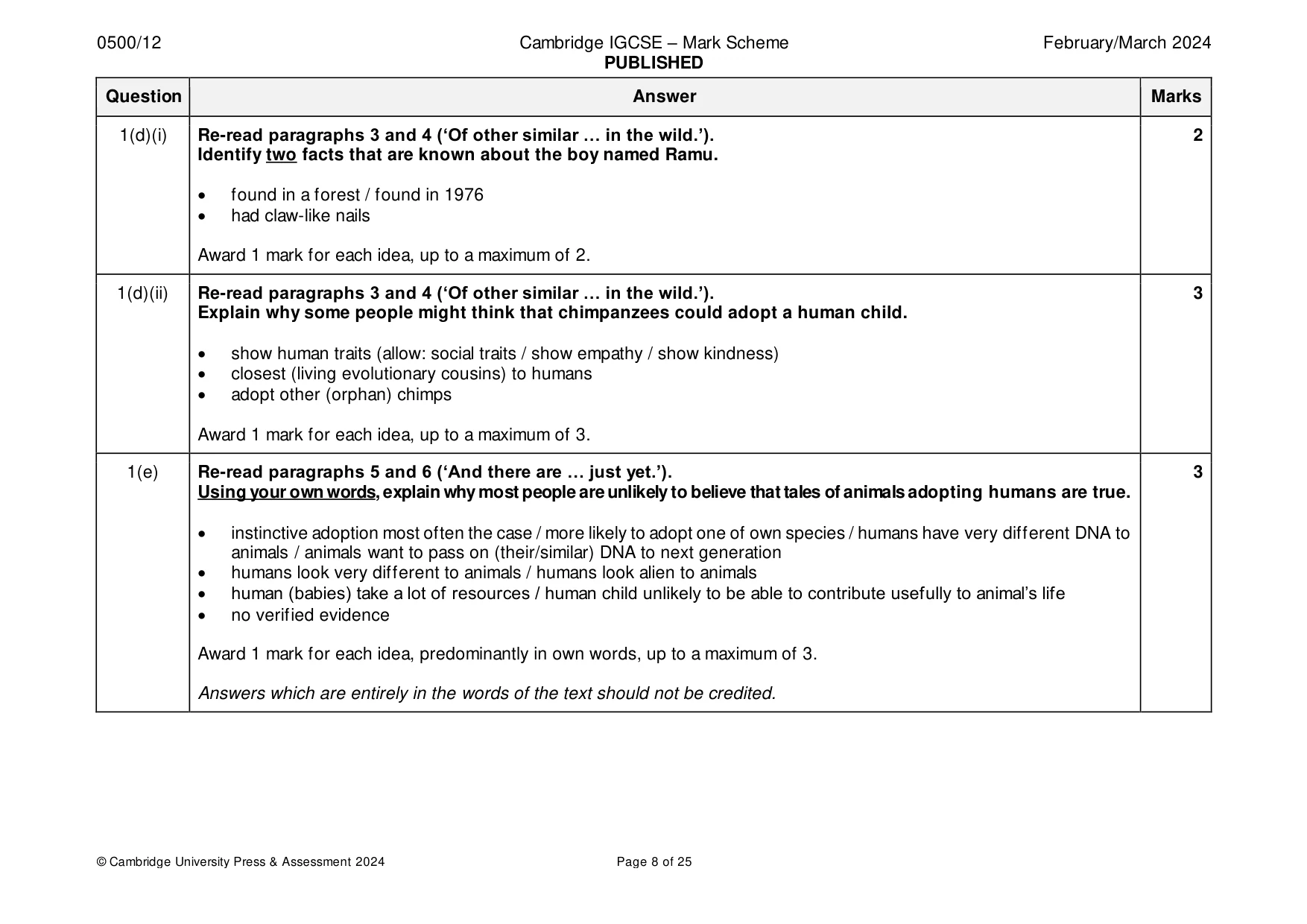 Mark scheme, page 8 of 25