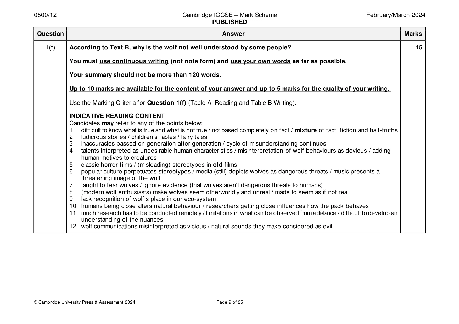 Mark scheme, page 9 of 25