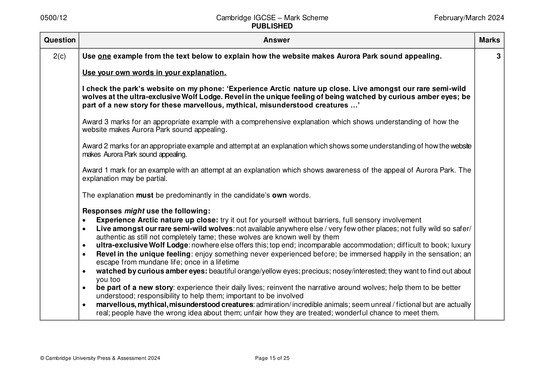 Mark scheme, page 15 of 25