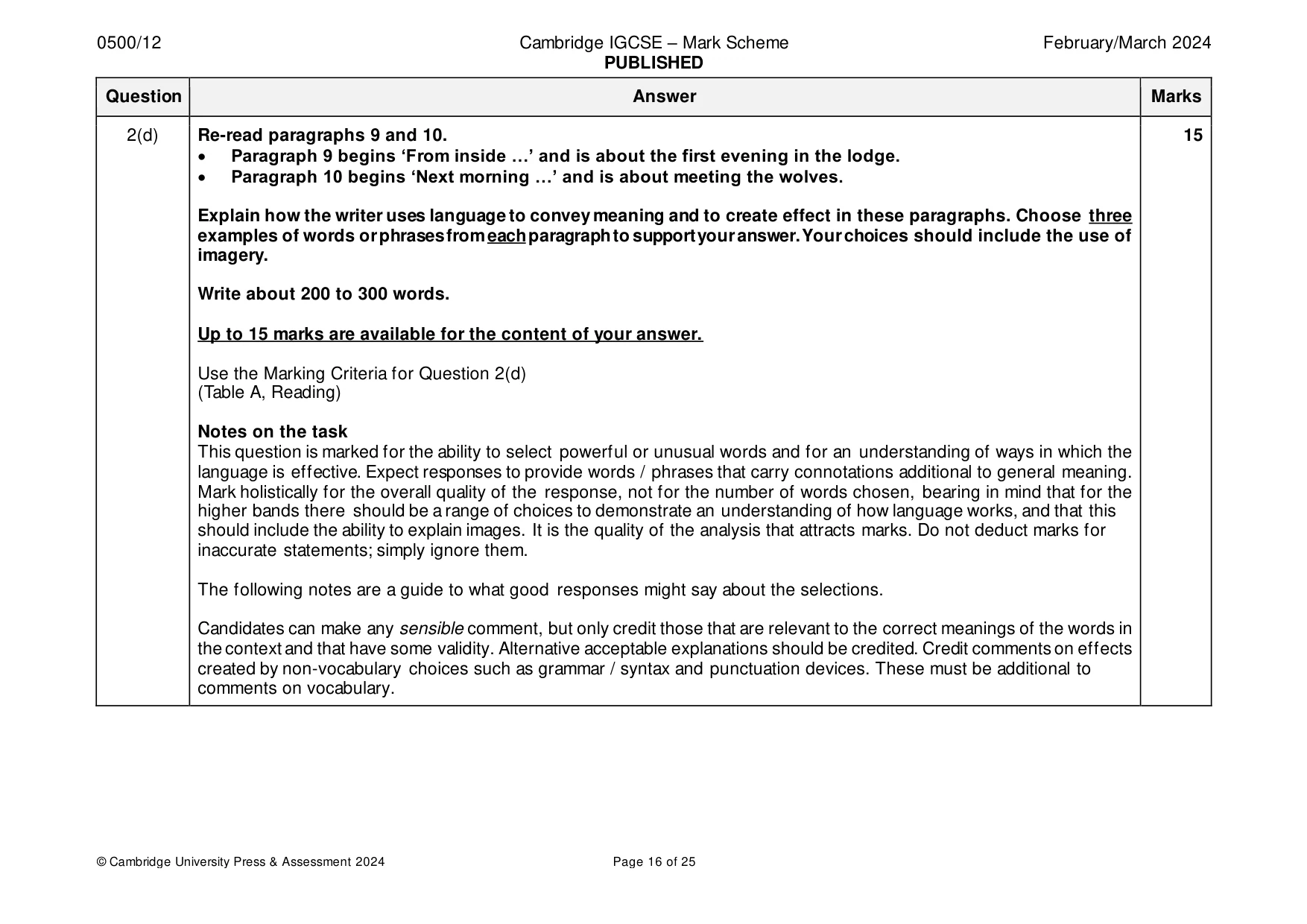 Mark scheme, page 16 of 25