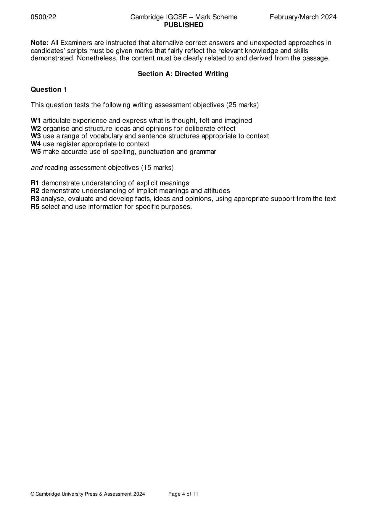 Mark scheme, page 4 of 11