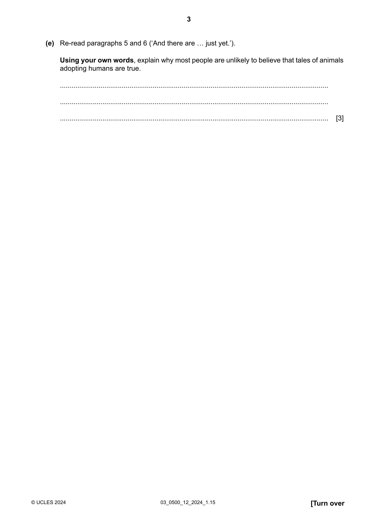 Cambridge IGCSE English - First Language 0500 2024 Feb/March Paper 1 · Variant 2 question paper, page 3 of 16