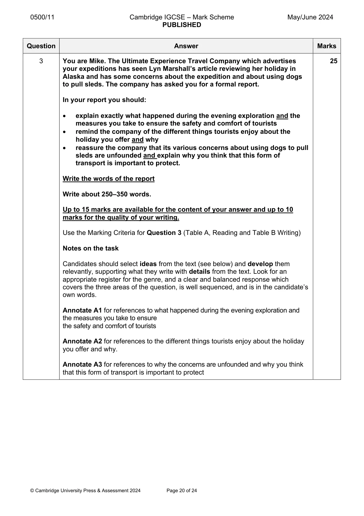 Mark scheme, page 20 of 24