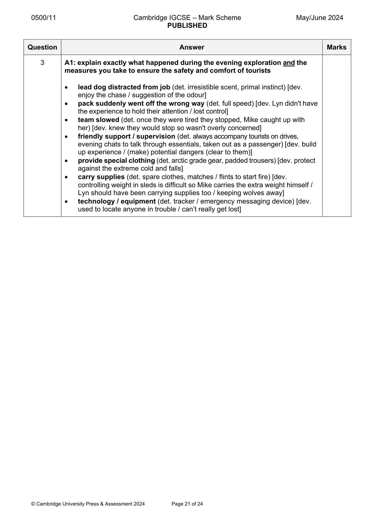 Mark scheme, page 21 of 24