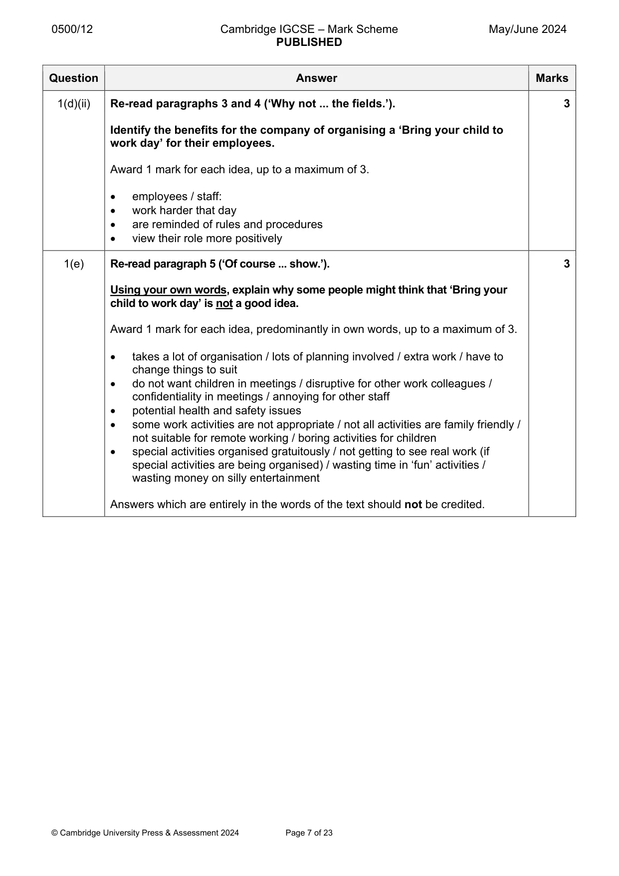 Mark scheme, page 7 of 23