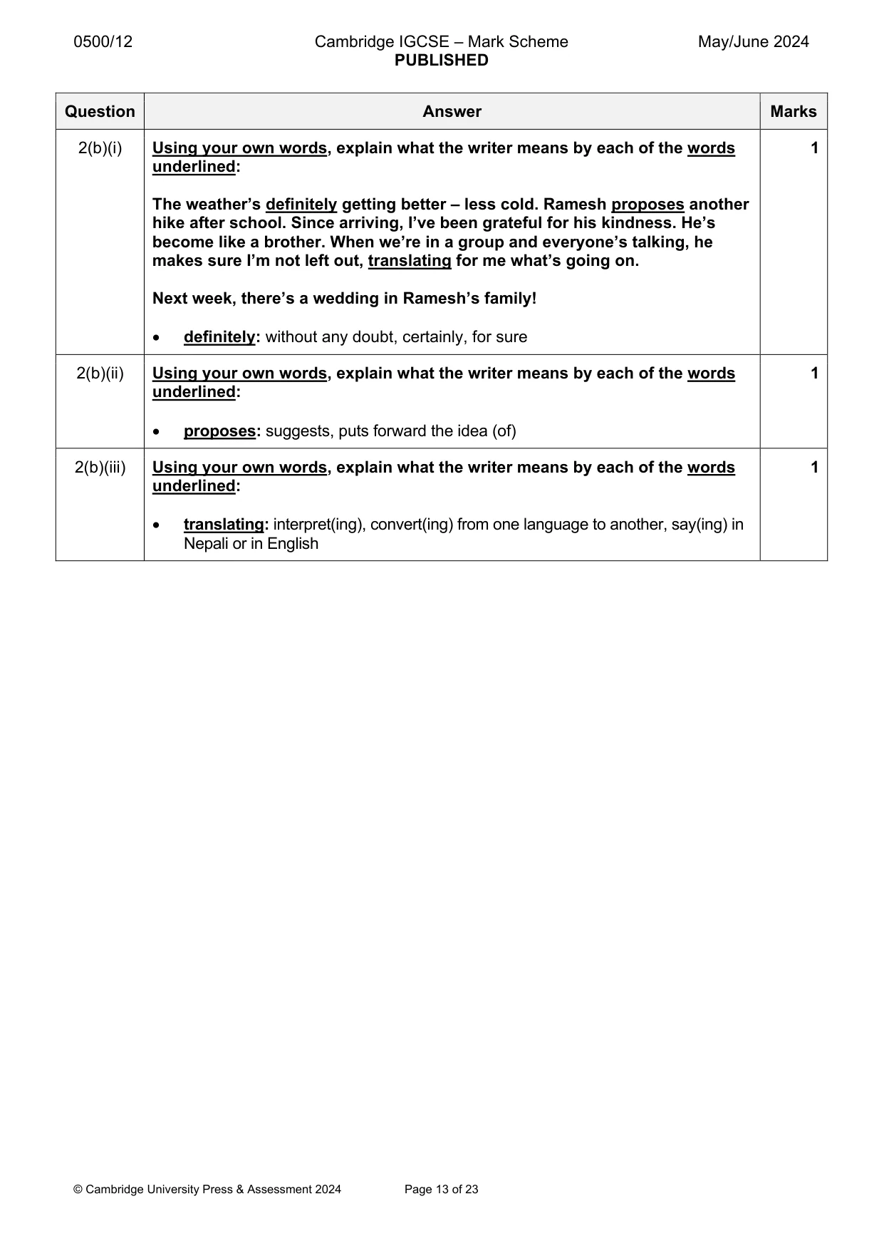 Mark scheme, page 13 of 23
