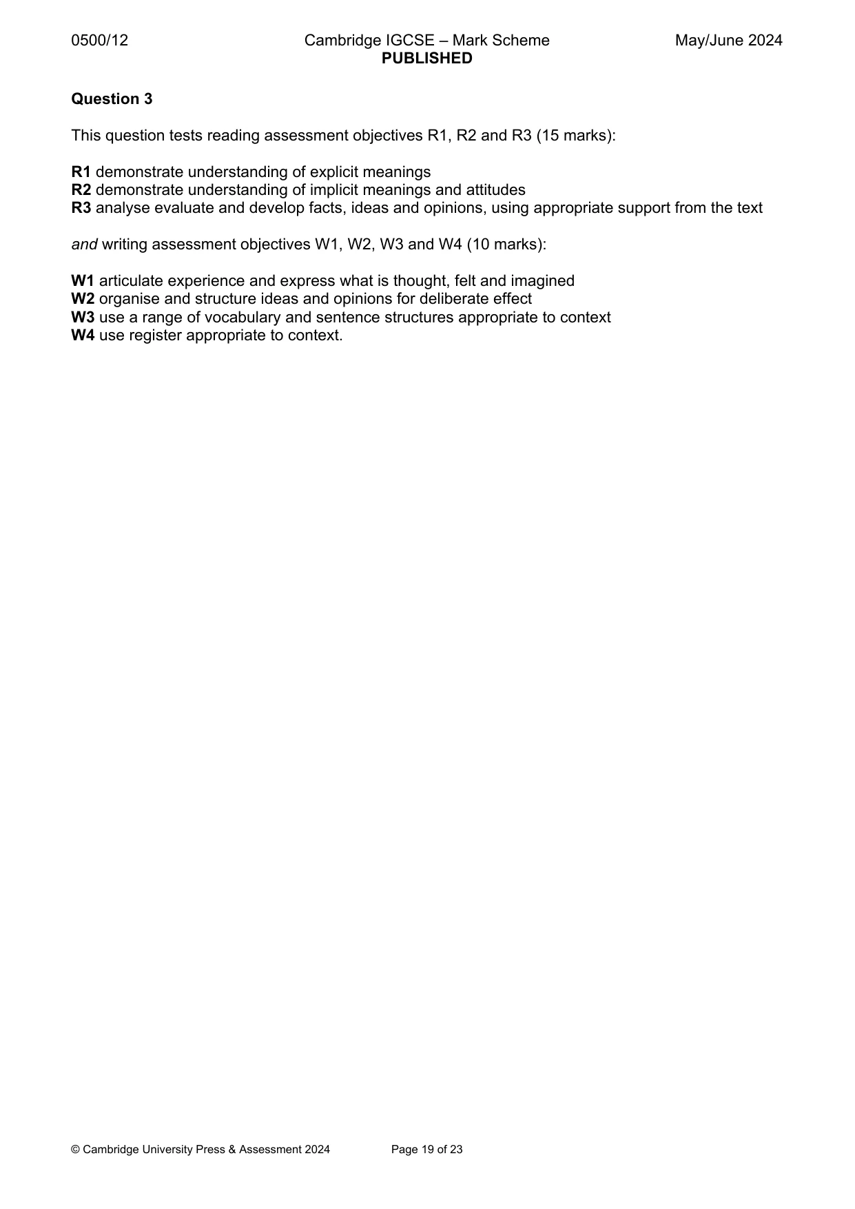 Mark scheme, page 19 of 23