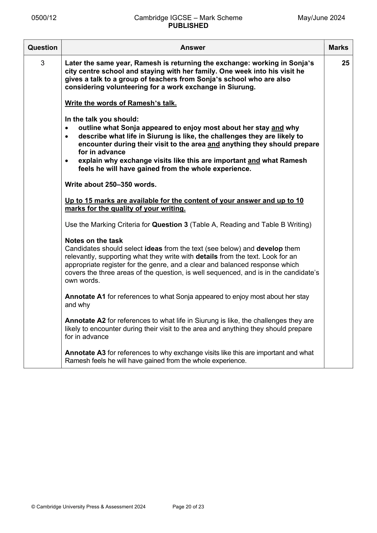 Mark scheme, page 20 of 23