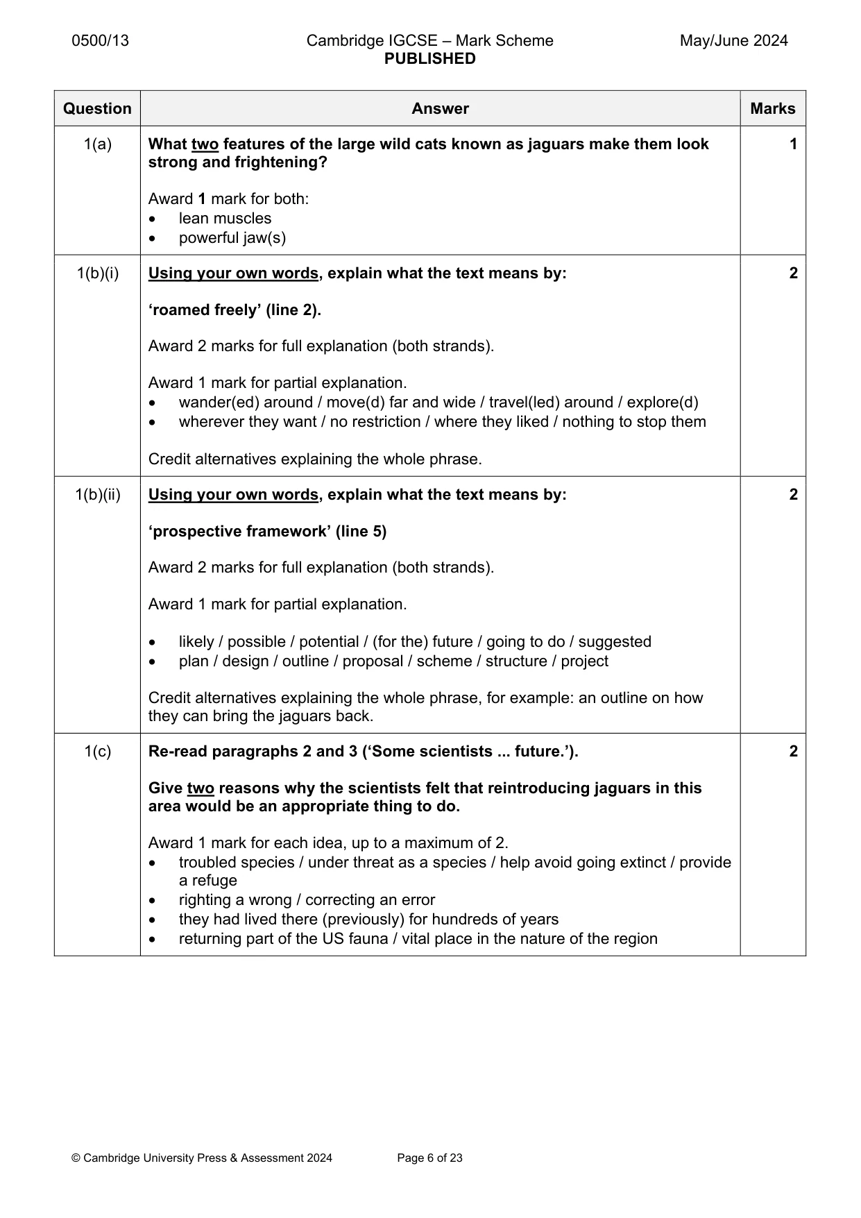 Mark scheme, page 6 of 23