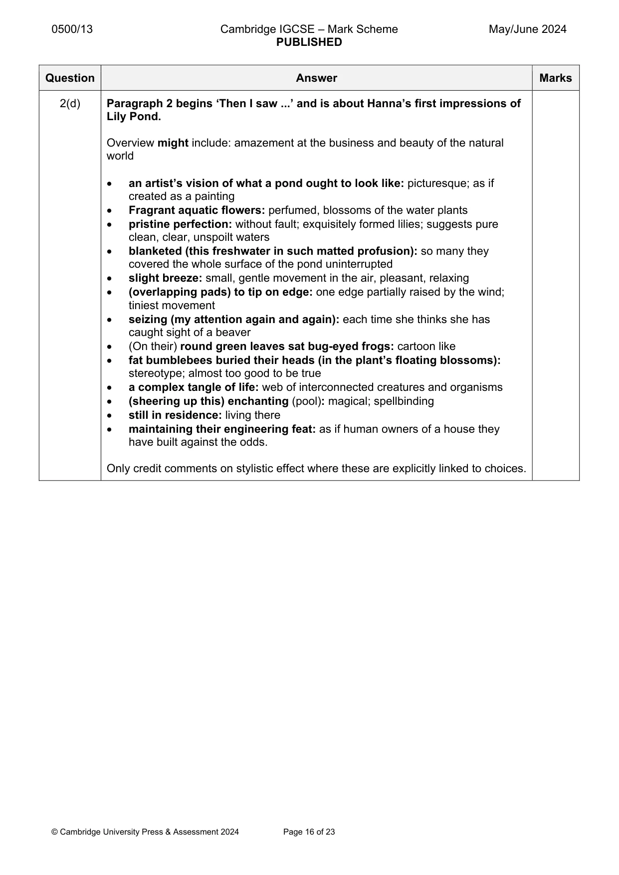 Mark scheme, page 16 of 23