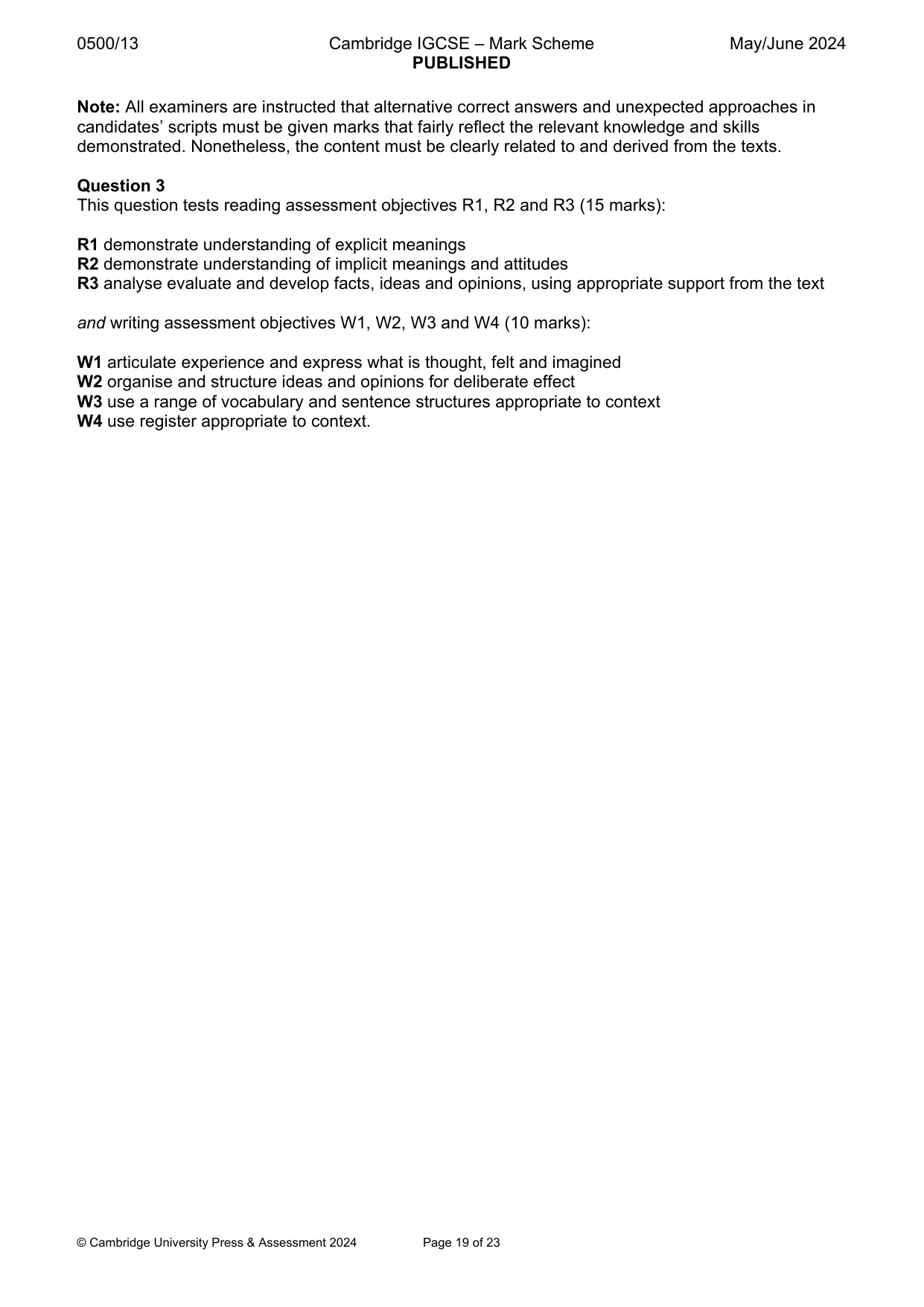 Mark scheme, page 19 of 23