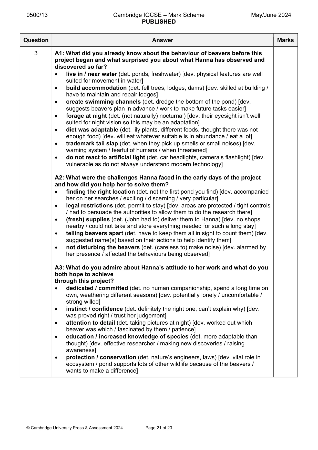 Mark scheme, page 21 of 23