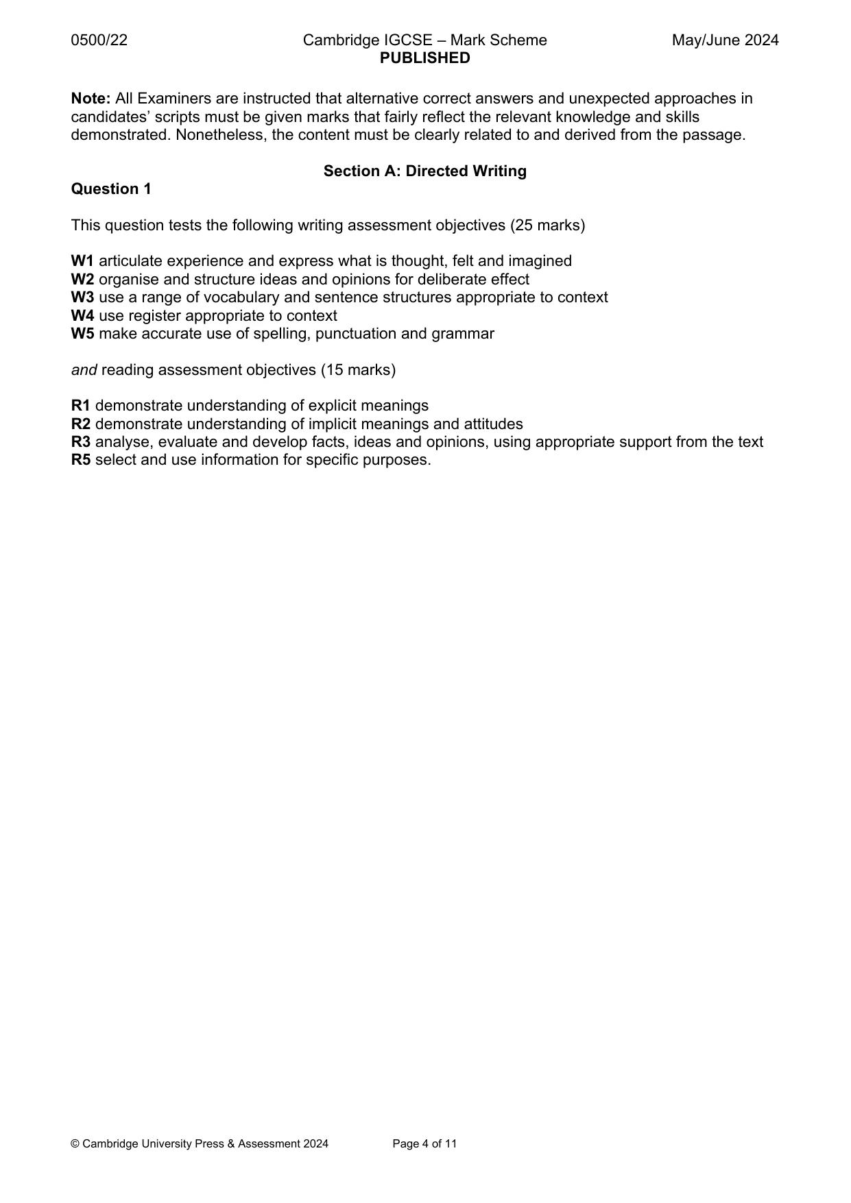 Mark scheme, page 4 of 11
