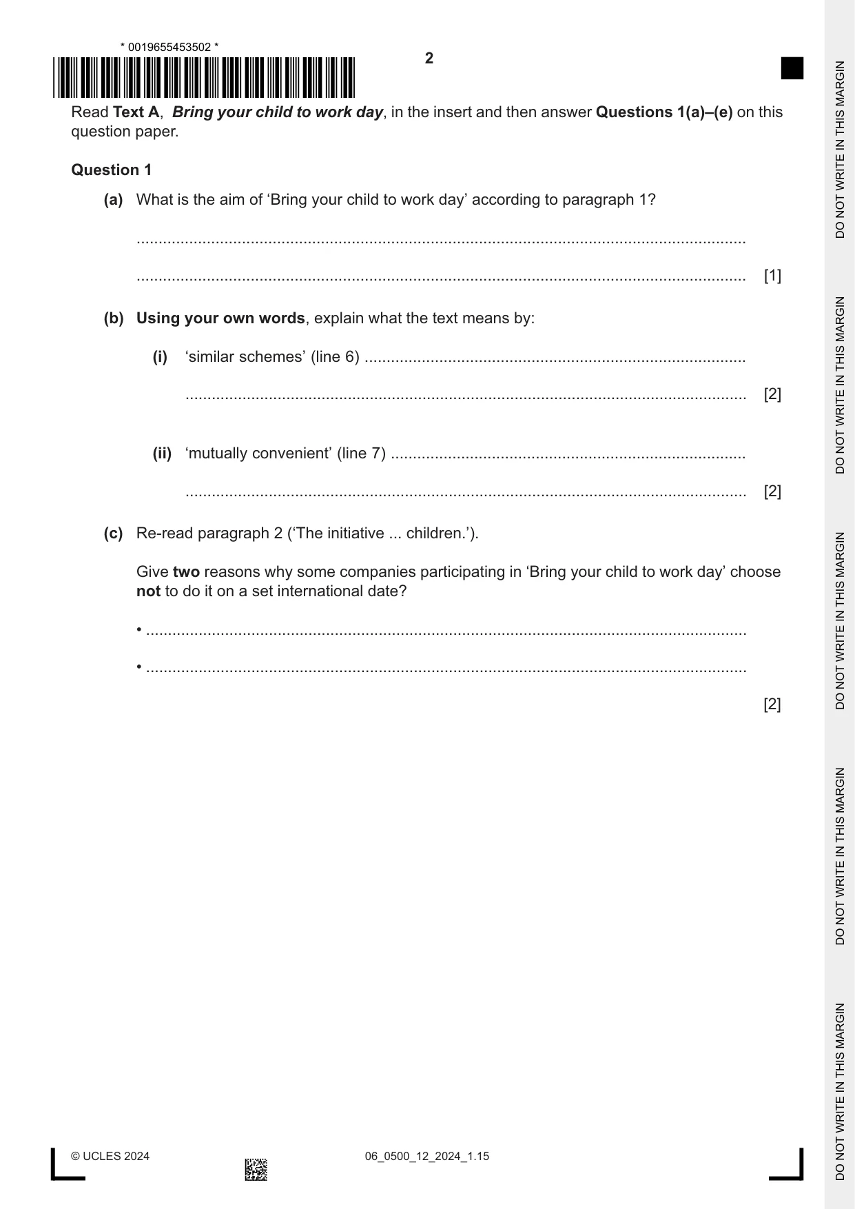 Cambridge IGCSE English - First Language 0500 2024 May/June Paper 1 · Variant 2 question paper, page 2 of 16