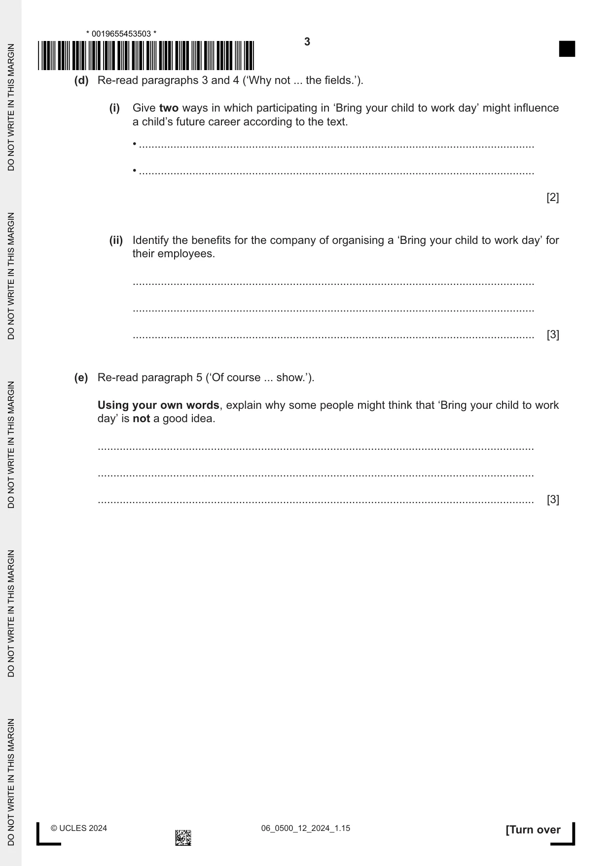 Cambridge IGCSE English - First Language 0500 2024 May/June Paper 1 · Variant 2 question paper, page 3 of 16