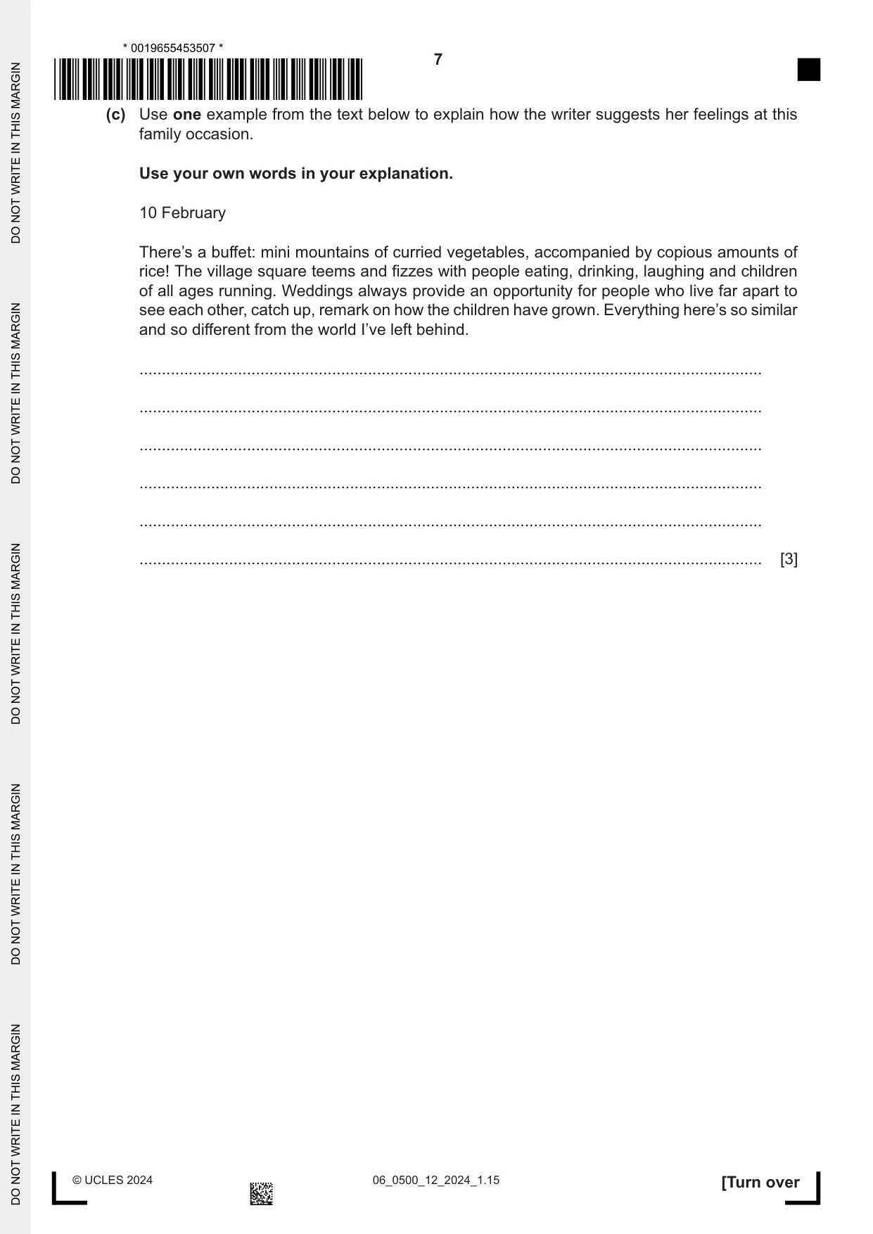 Cambridge IGCSE English - First Language 0500 2024 May/June Paper 1 · Variant 2 question paper, page 7 of 16