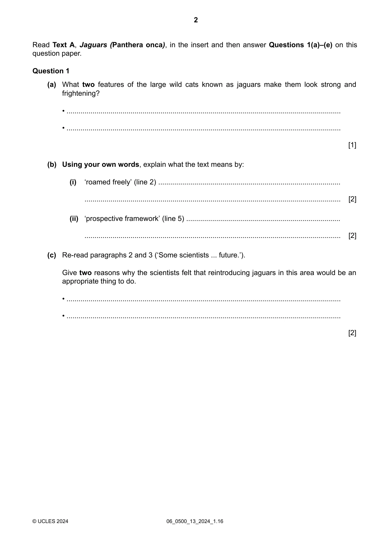 Cambridge IGCSE English - First Language 0500 2024 May/June Paper 1 · Variant 3 question paper, page 2 of 16
