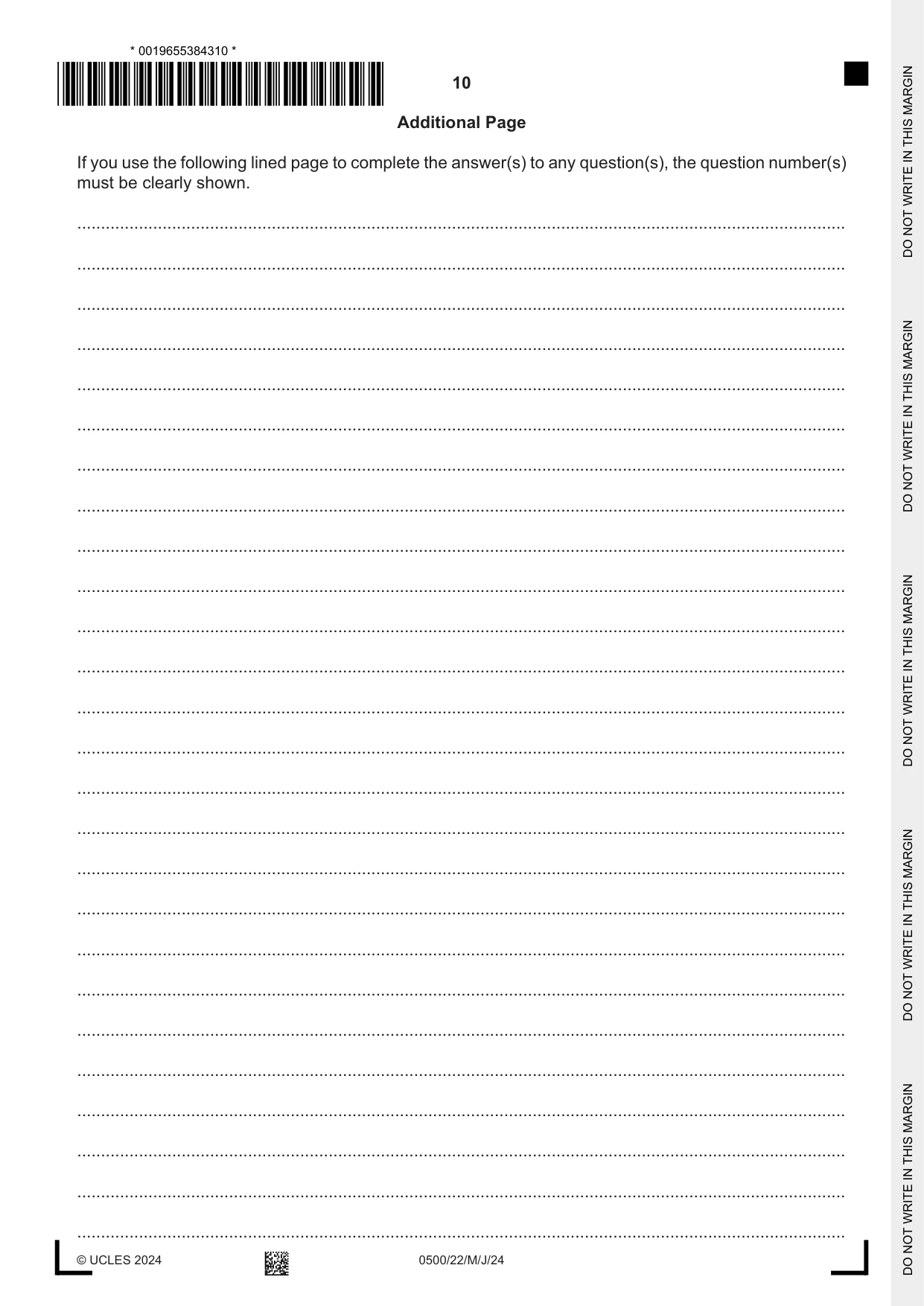 Cambridge IGCSE English - First Language 0500 2024 May/June Paper 2 · Variant 2 question paper, page 10 of 12