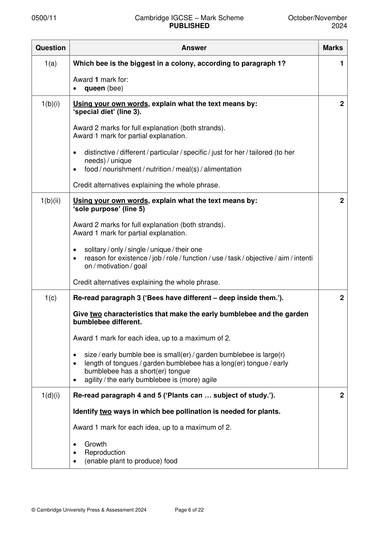 Mark scheme, page 6 of 22