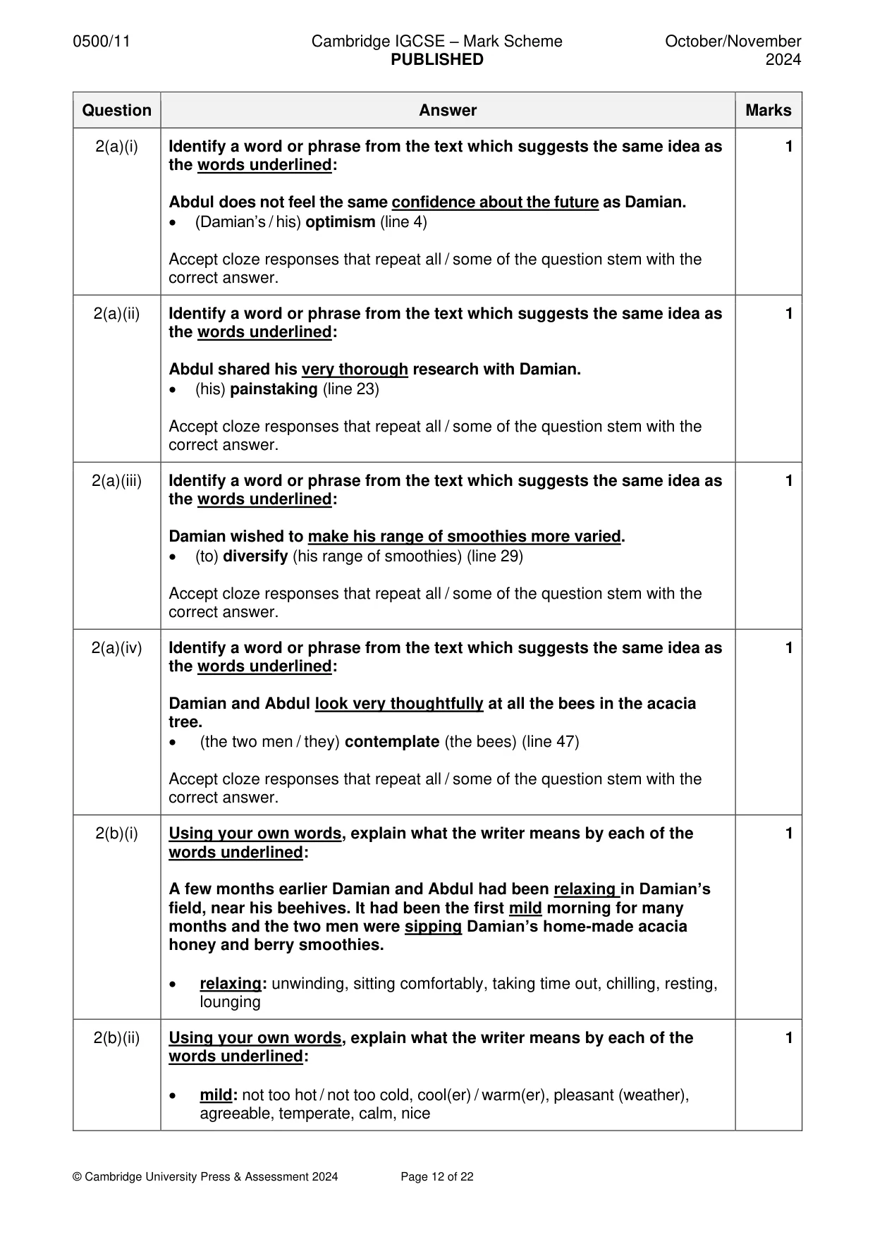 Mark scheme, page 12 of 22
