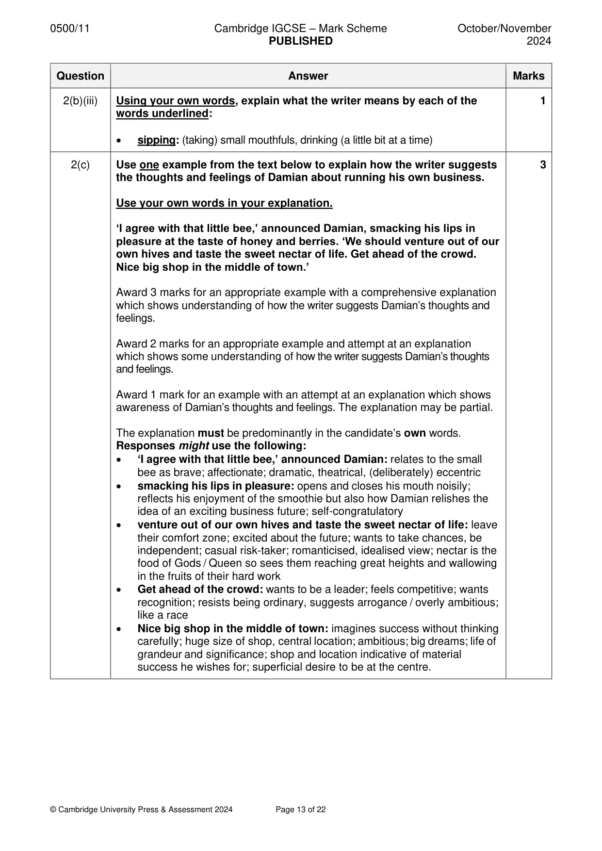 Mark scheme, page 13 of 22