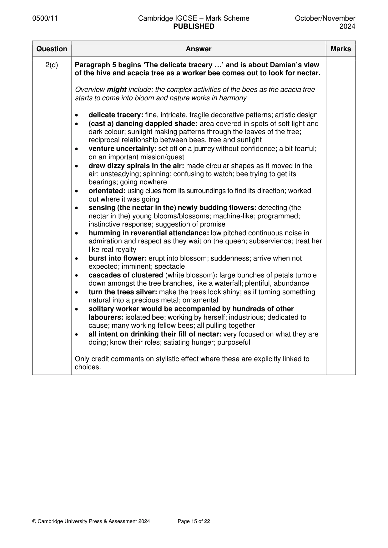 Mark scheme, page 15 of 22