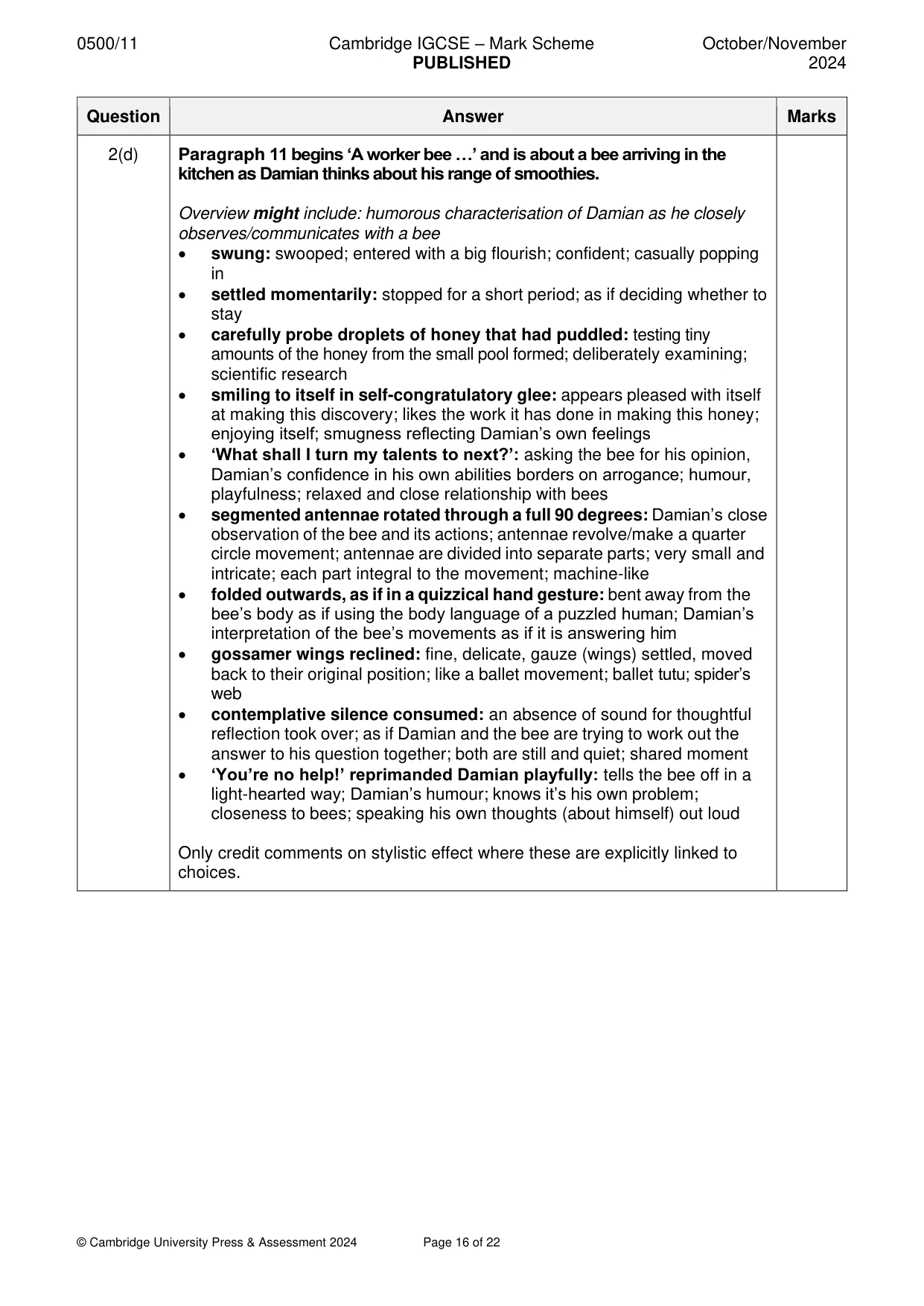 Mark scheme, page 16 of 22