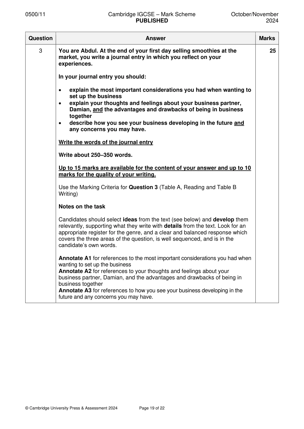 Mark scheme, page 19 of 22