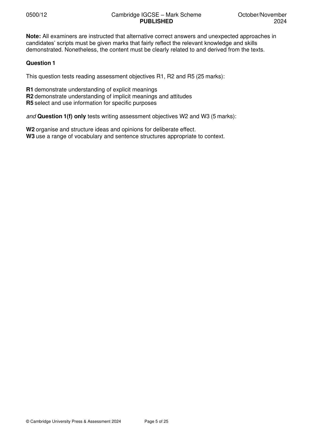 Mark scheme, page 5 of 25