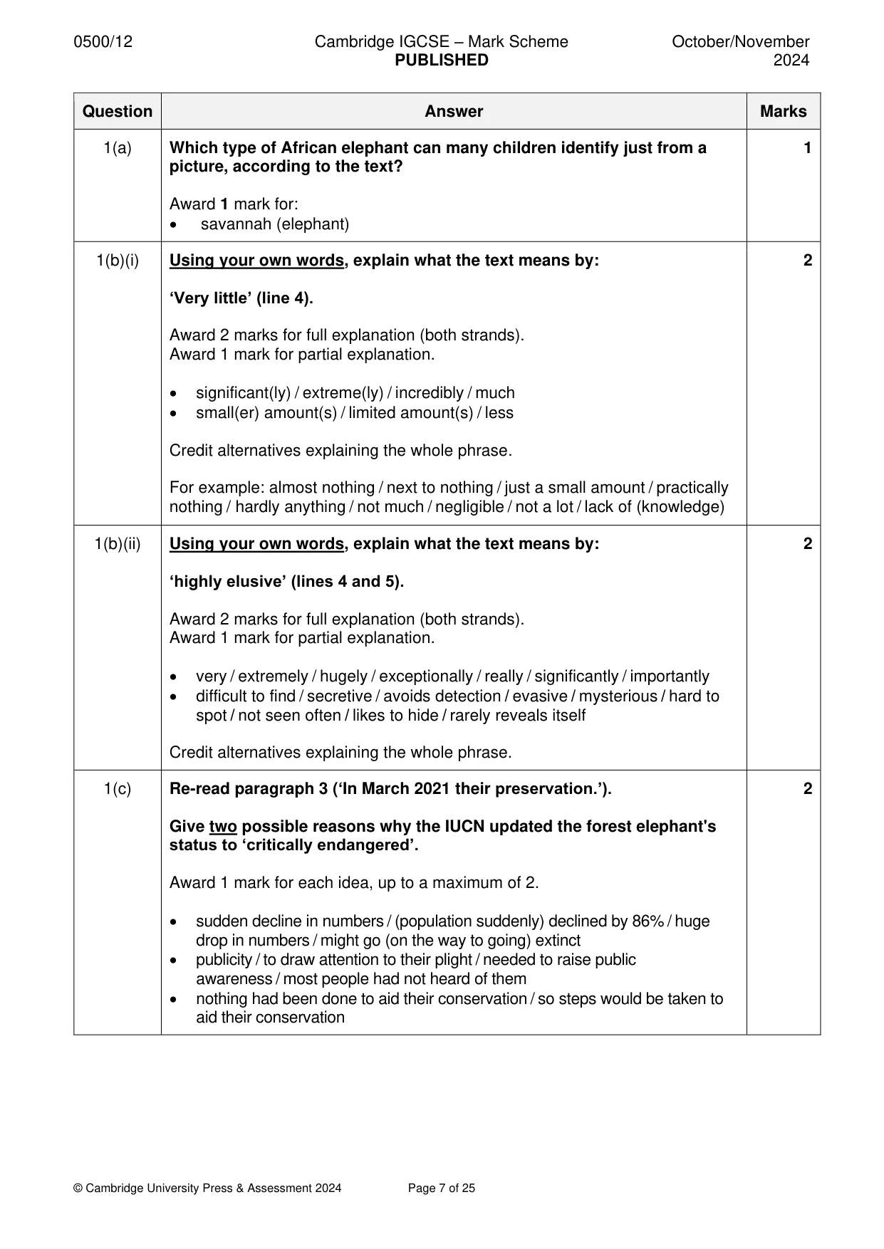 Mark scheme, page 7 of 25