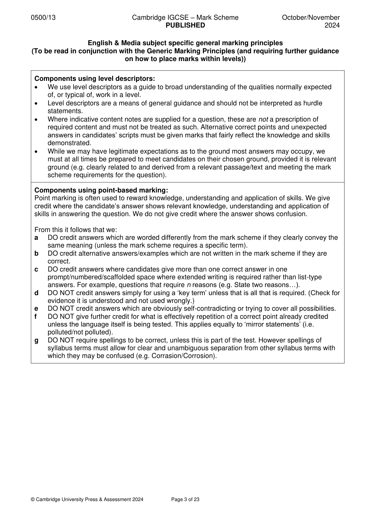 Mark scheme, page 3 of 23
