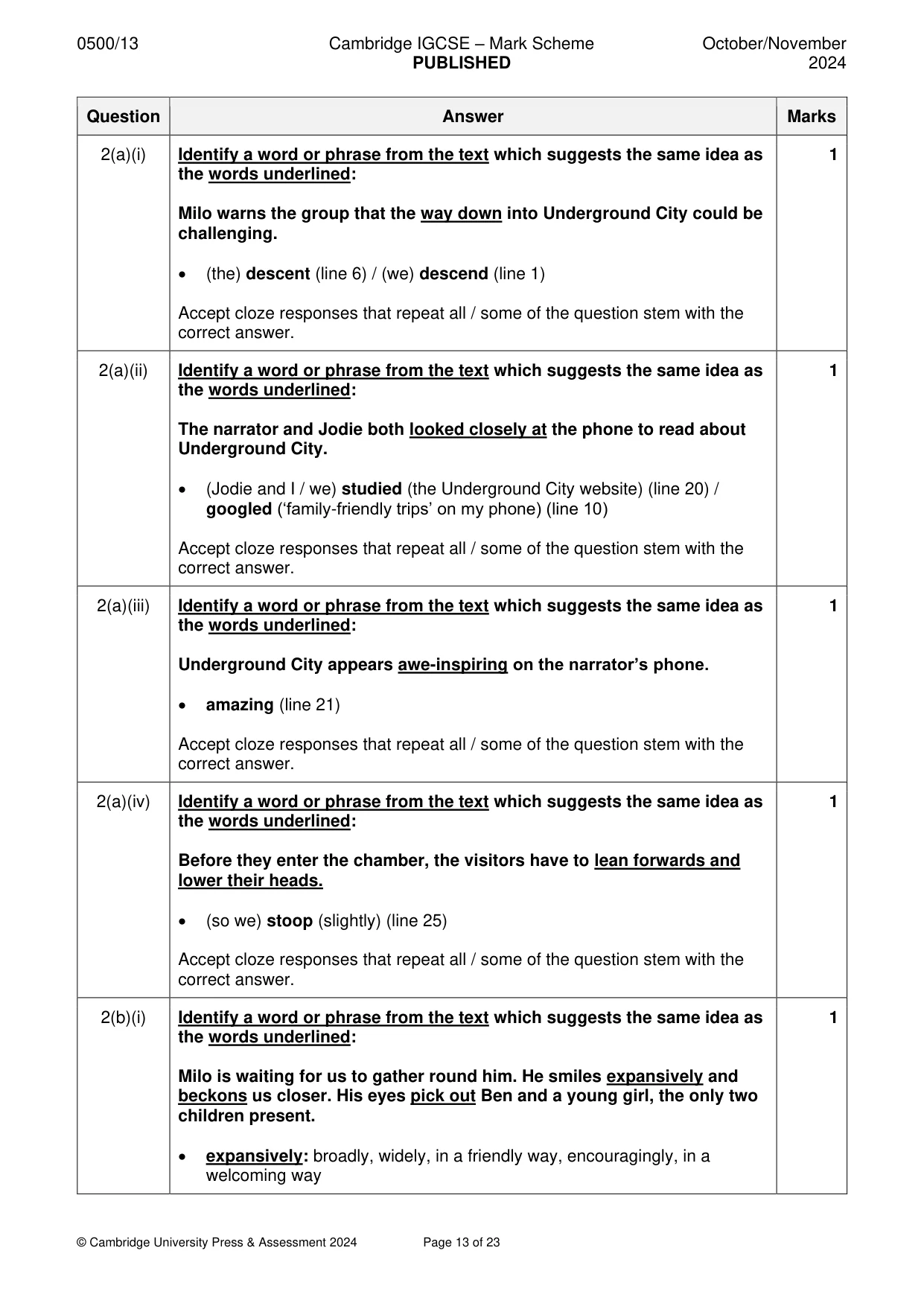 Mark scheme, page 13 of 23