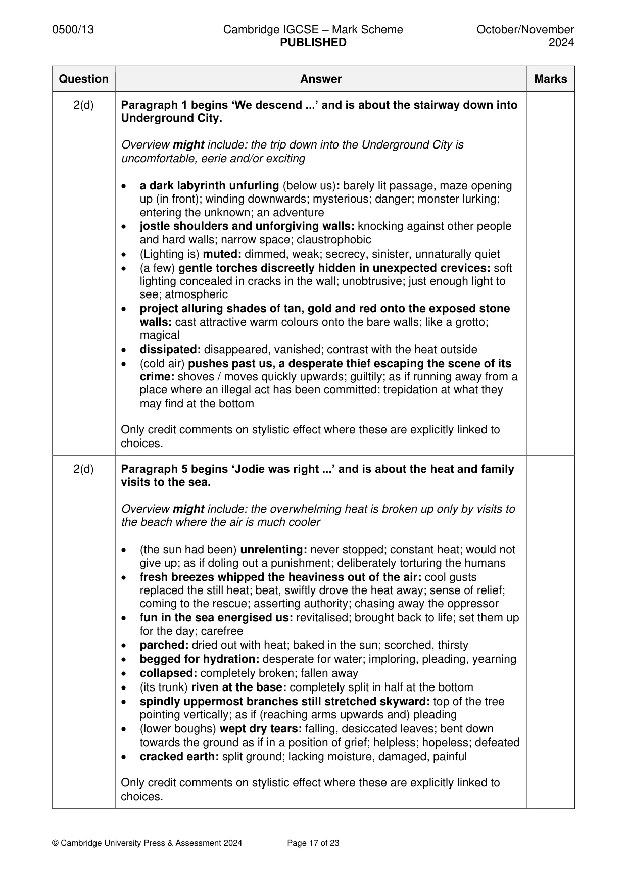 Mark scheme, page 17 of 23