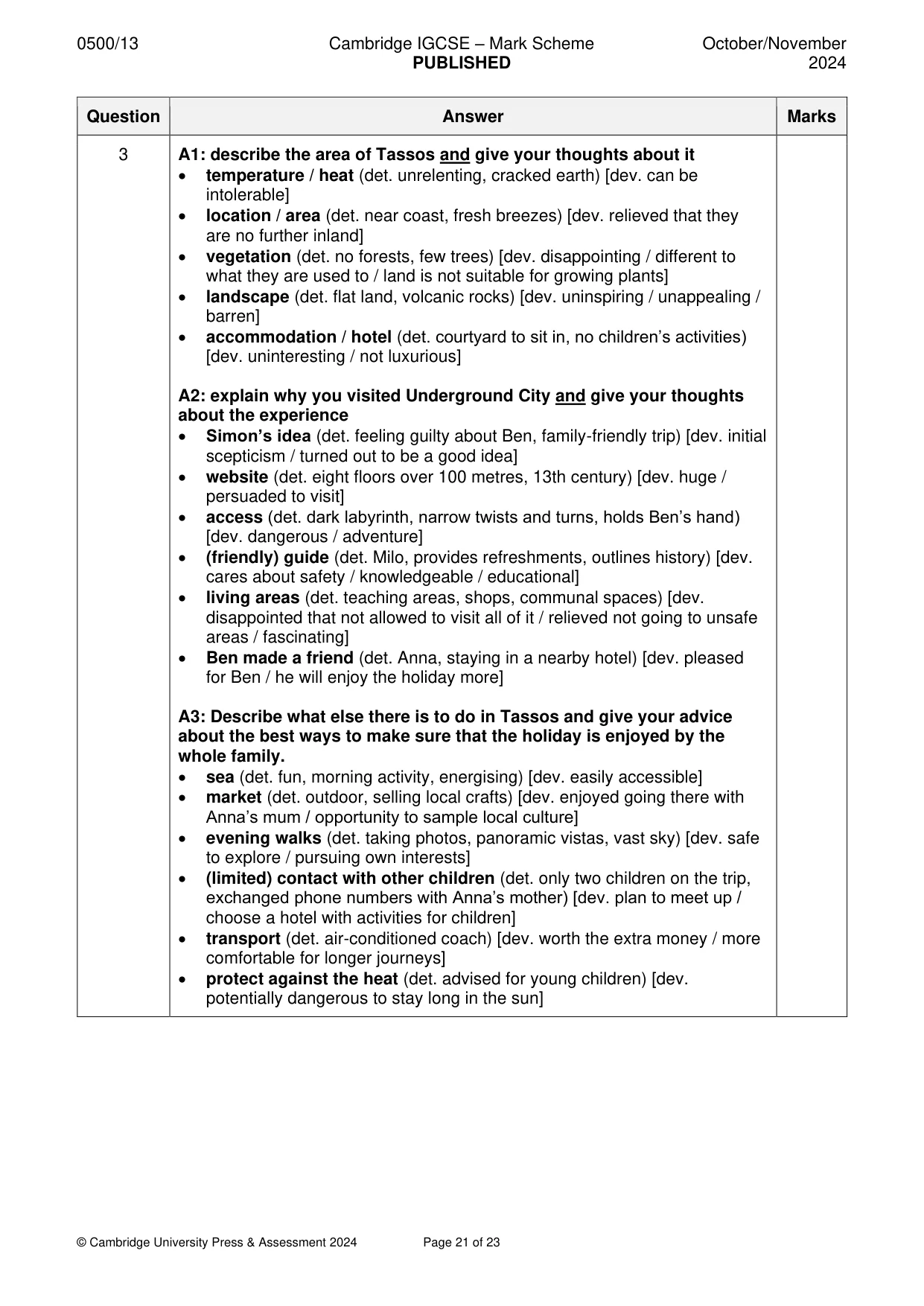 Mark scheme, page 21 of 23