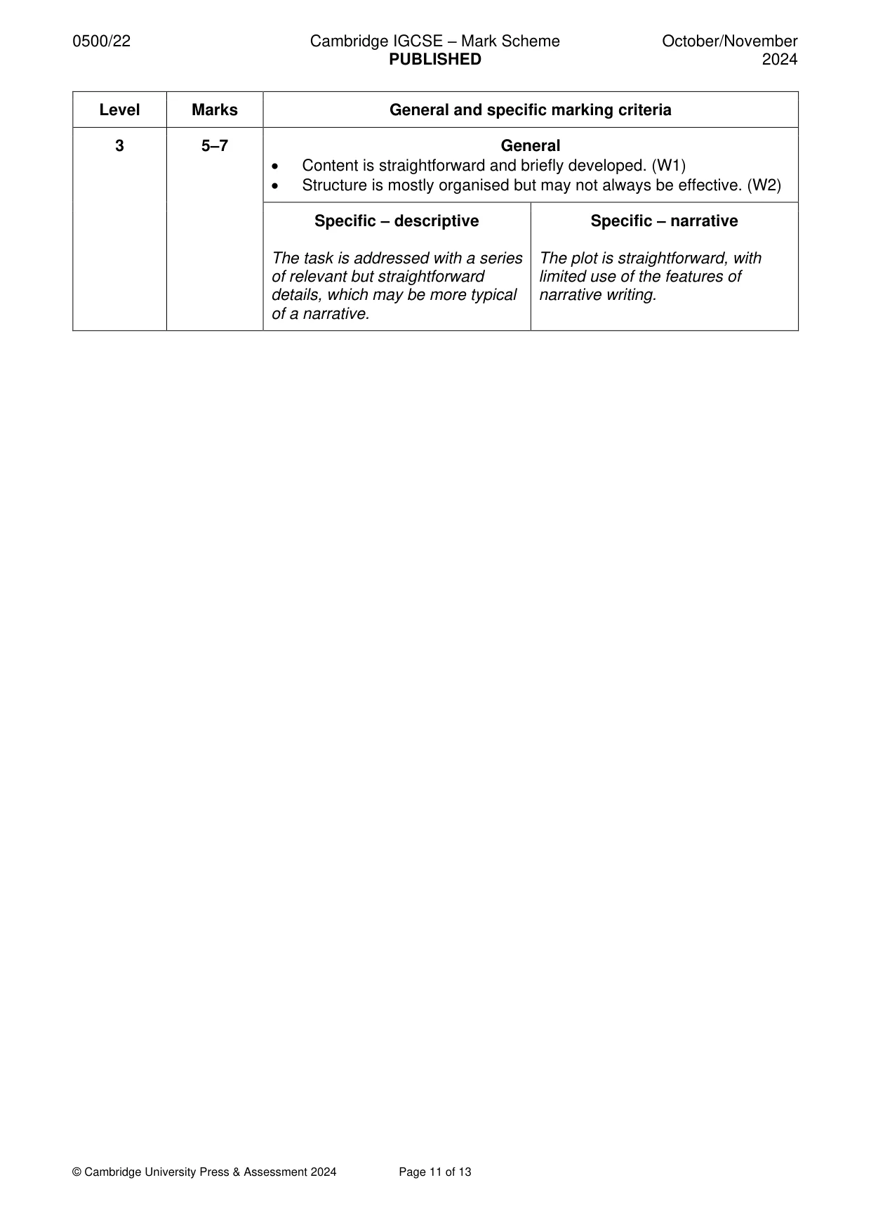 Mark scheme, page 11 of 13