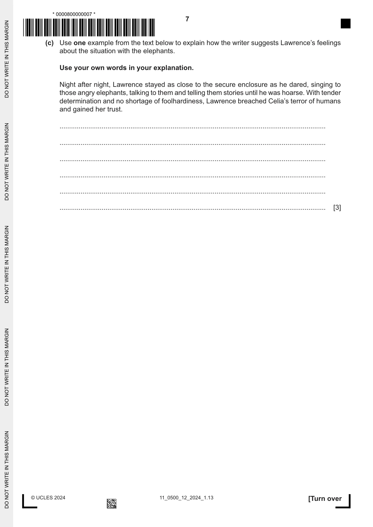Cambridge IGCSE English - First Language 0500 2024 Oct/Nov Paper 1 · Variant 2 question paper, page 7 of 16
