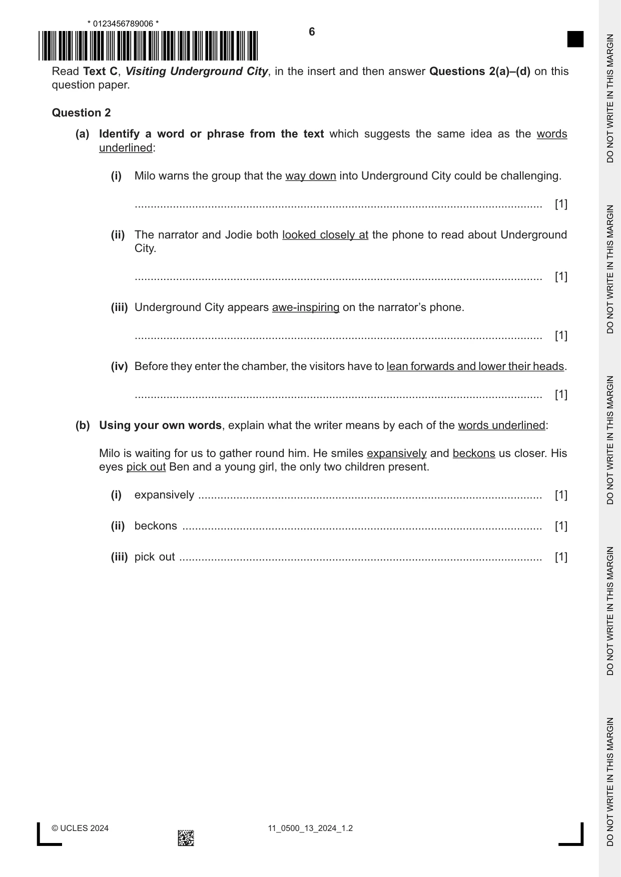 Cambridge IGCSE English - First Language 0500 2024 Oct/Nov Paper 1 · Variant 3 question paper, page 6 of 16