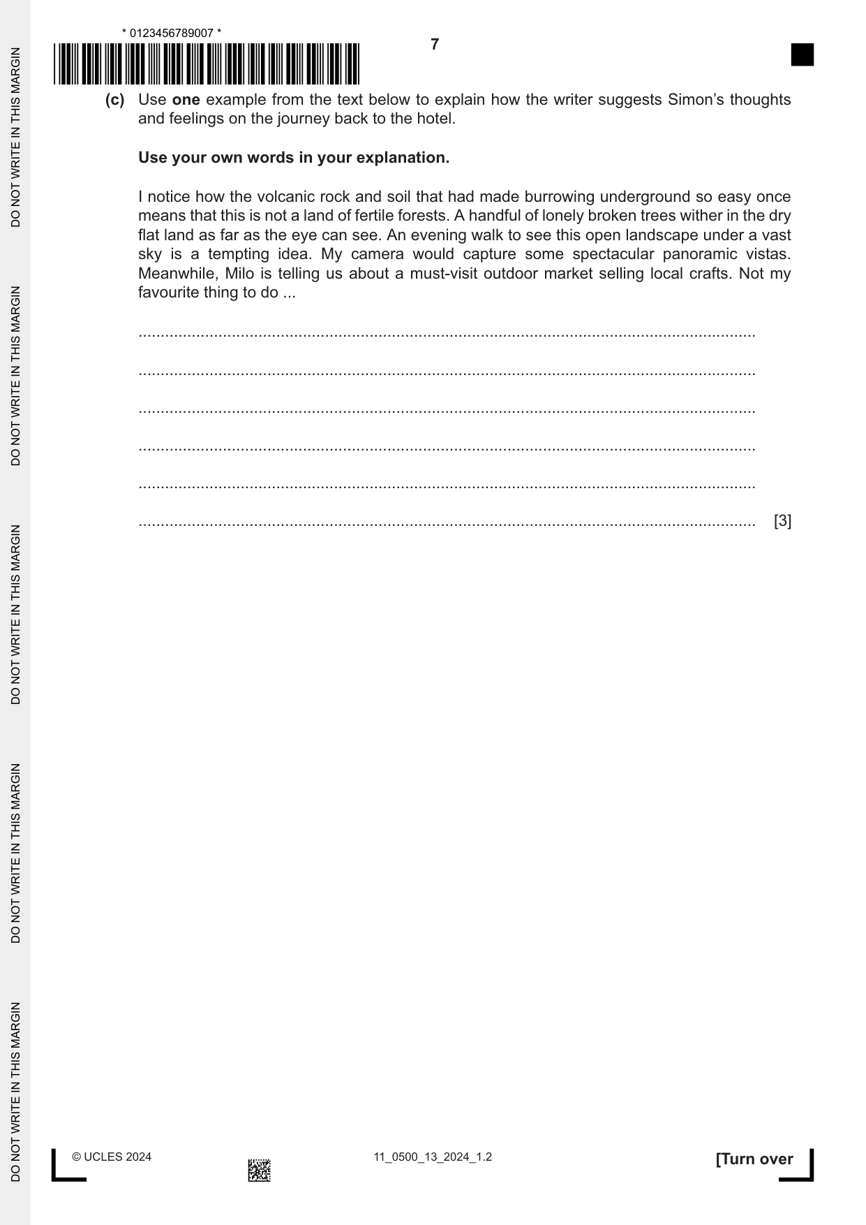 Cambridge IGCSE English - First Language 0500 2024 Oct/Nov Paper 1 · Variant 3 question paper, page 7 of 16