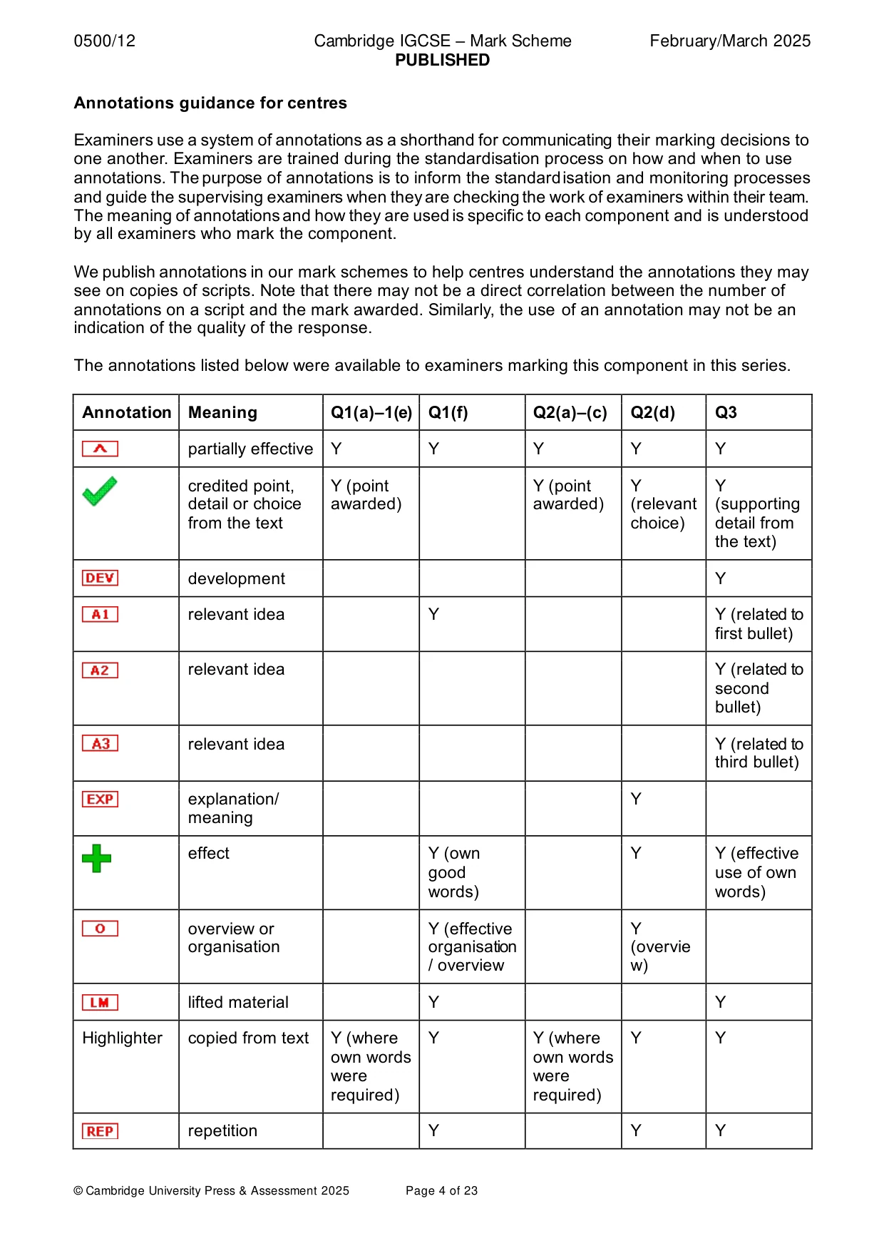 Mark scheme, page 4 of 23