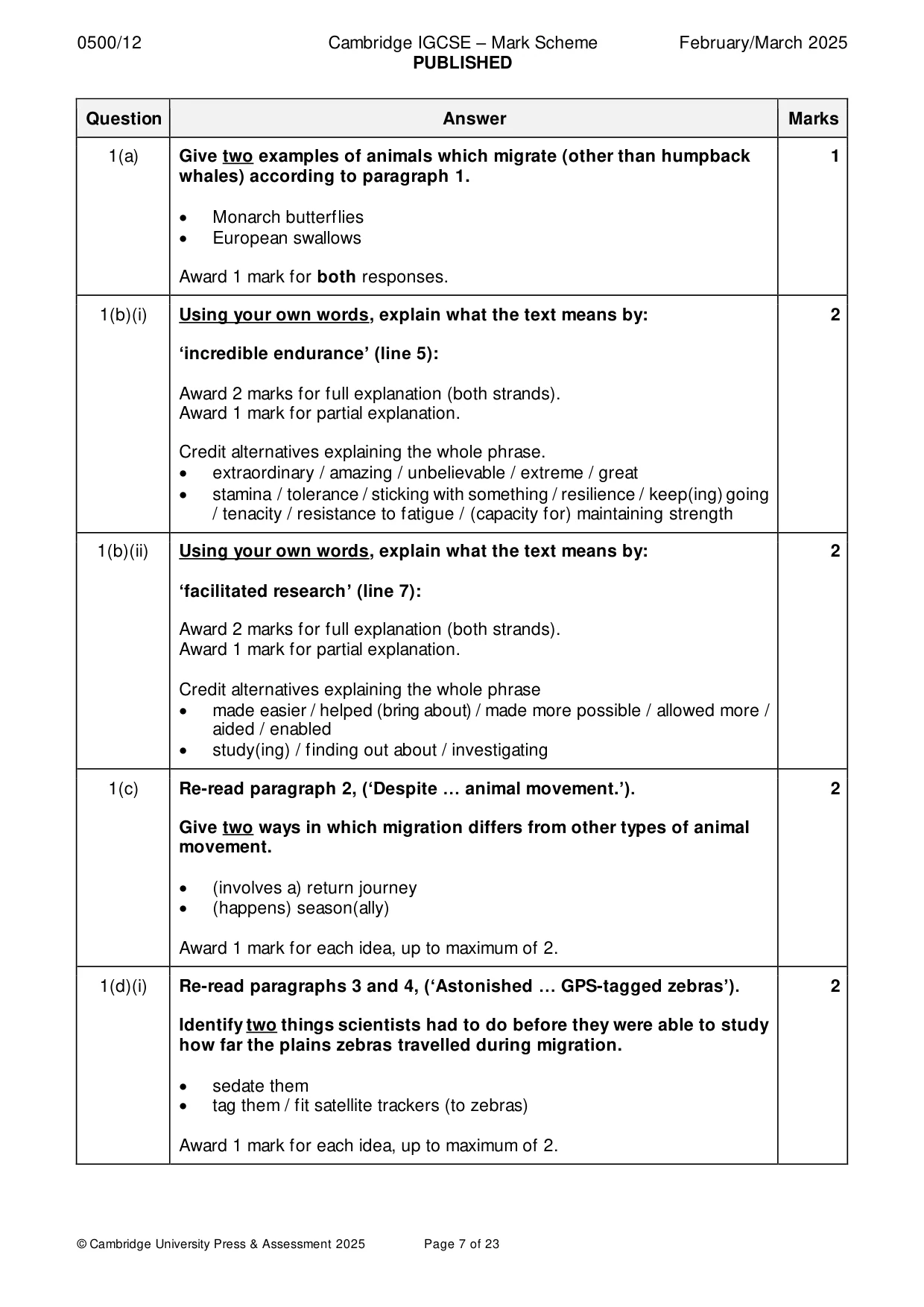 Mark scheme, page 7 of 23