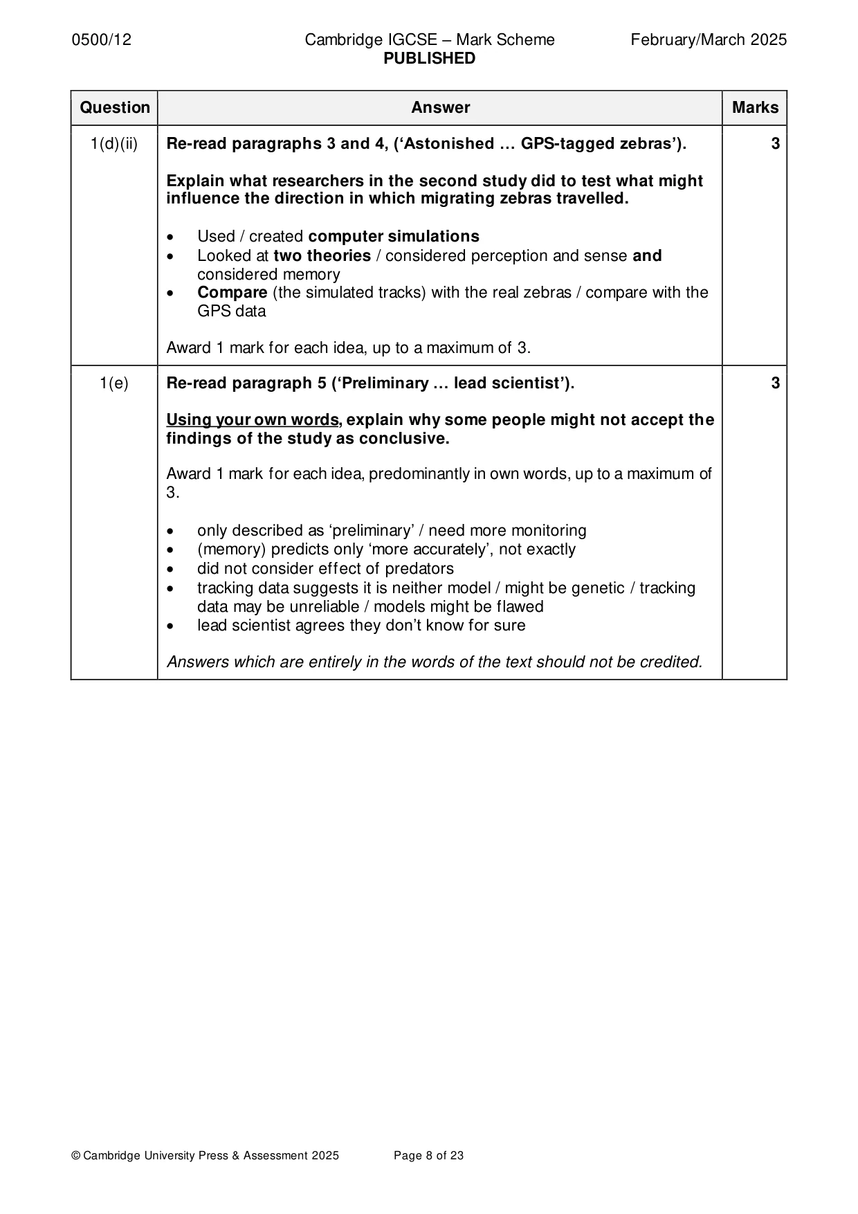 Mark scheme, page 8 of 23