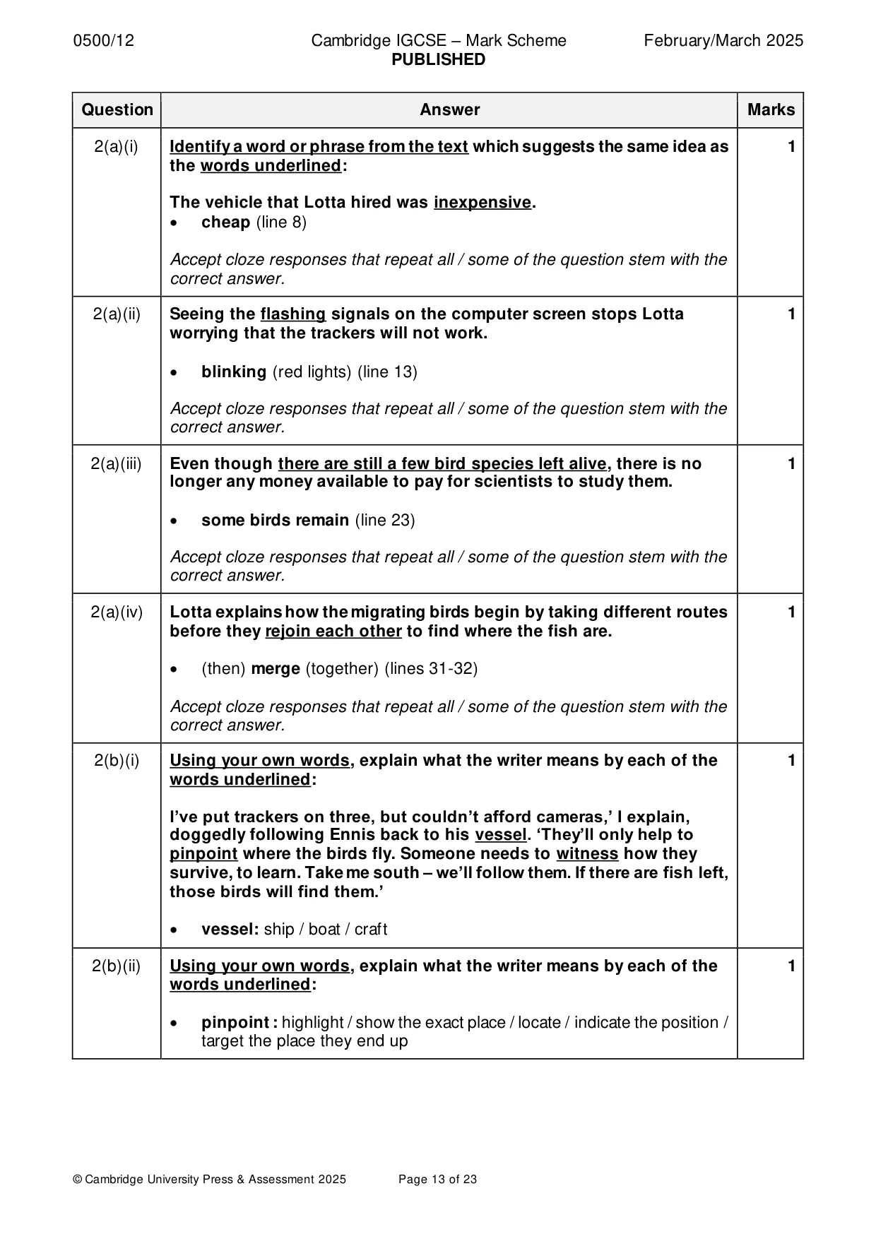 Mark scheme, page 13 of 23