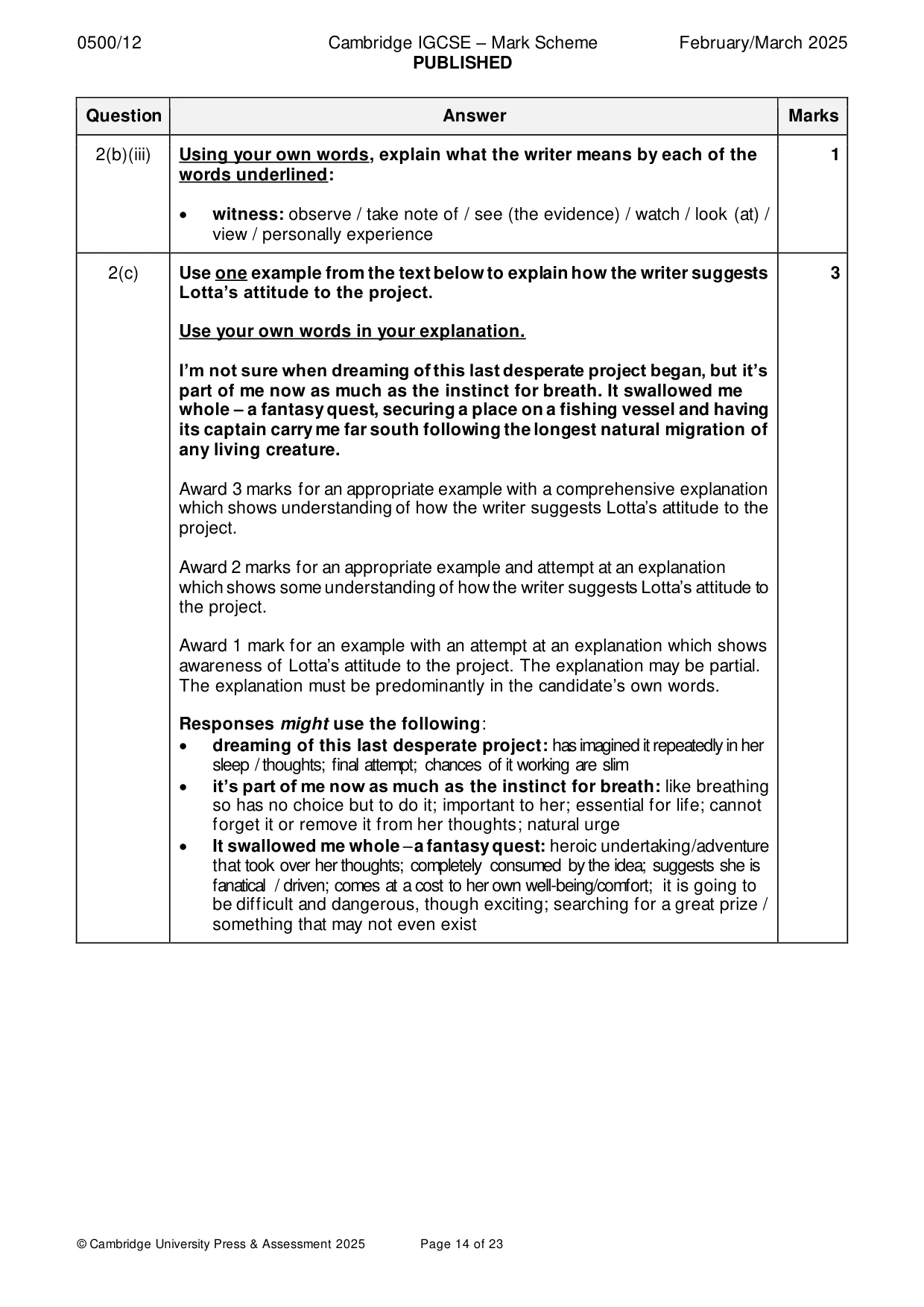 Mark scheme, page 14 of 23