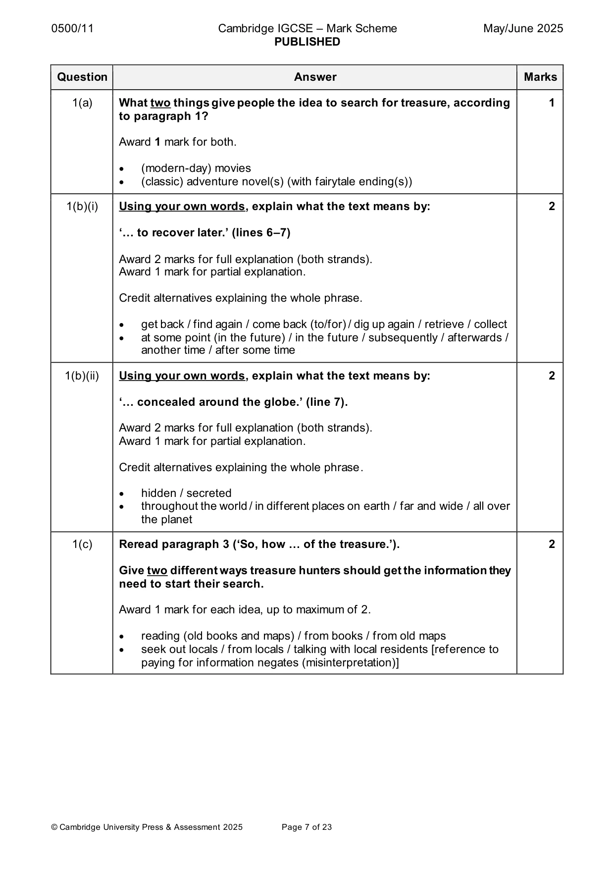 Mark scheme, page 7 of 23
