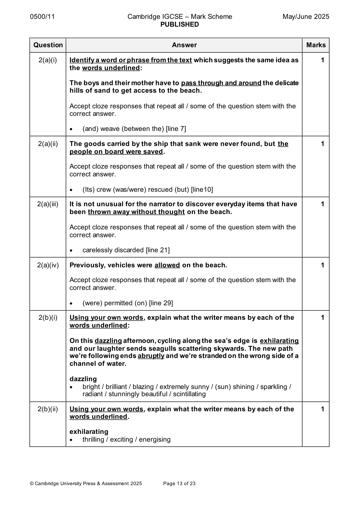 Mark scheme, page 13 of 23