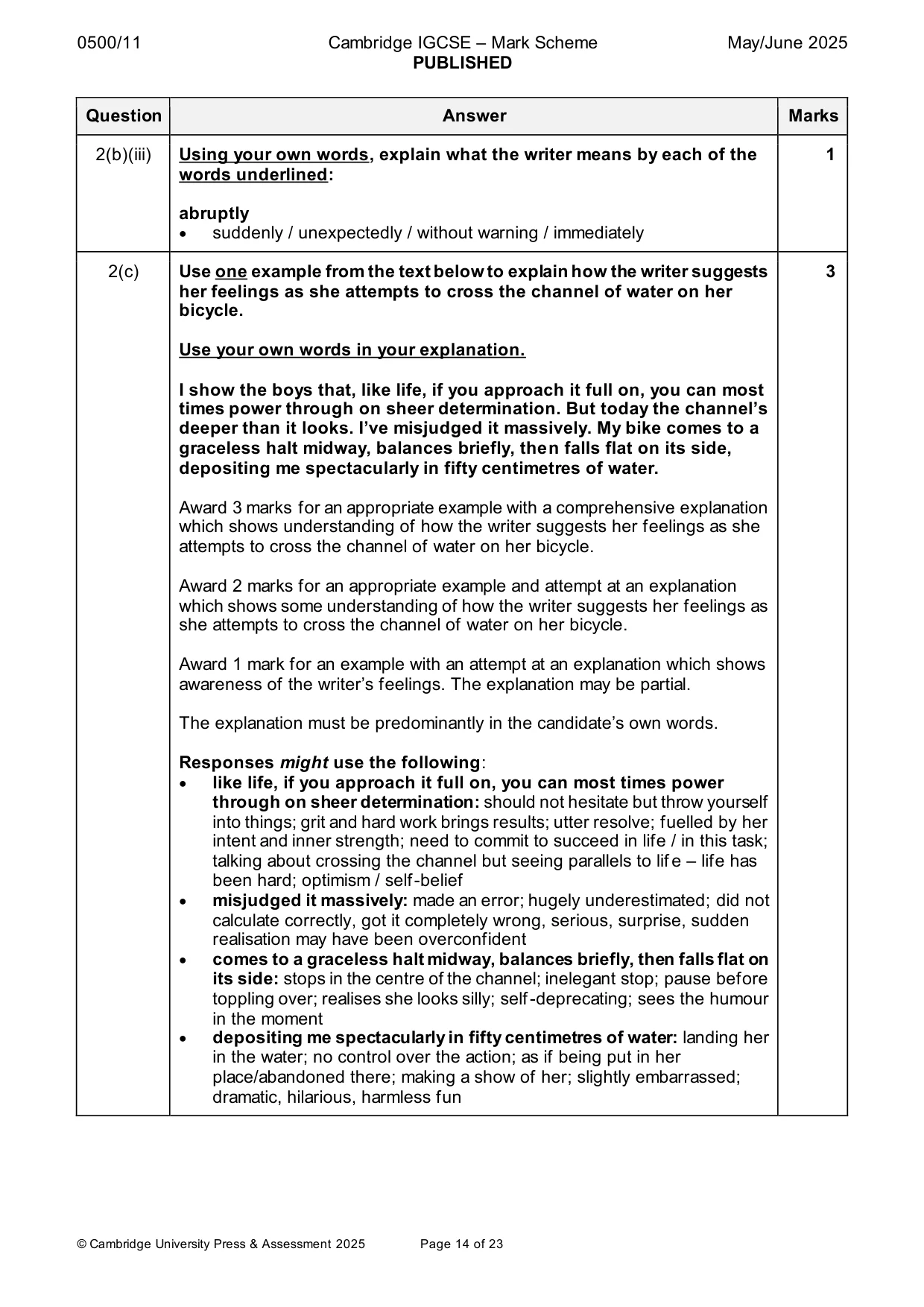 Mark scheme, page 14 of 23