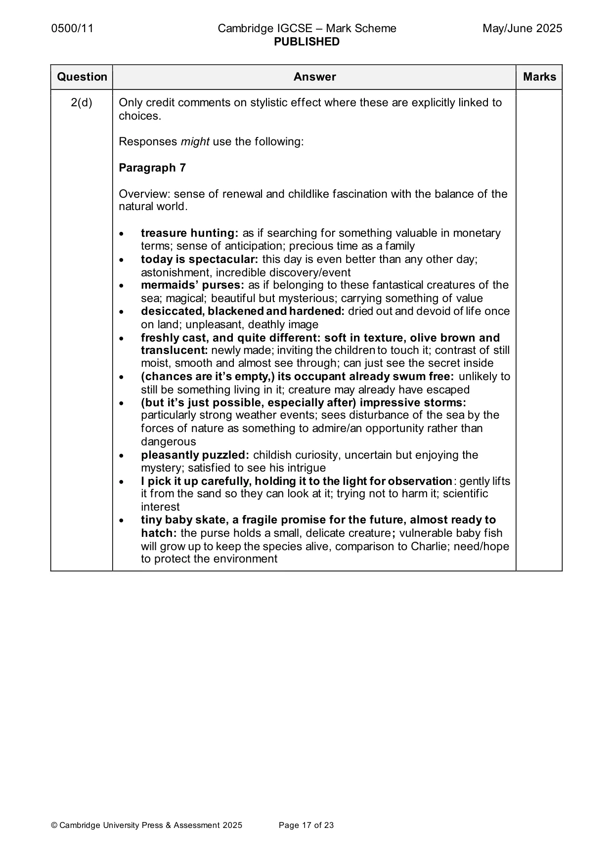 Mark scheme, page 17 of 23