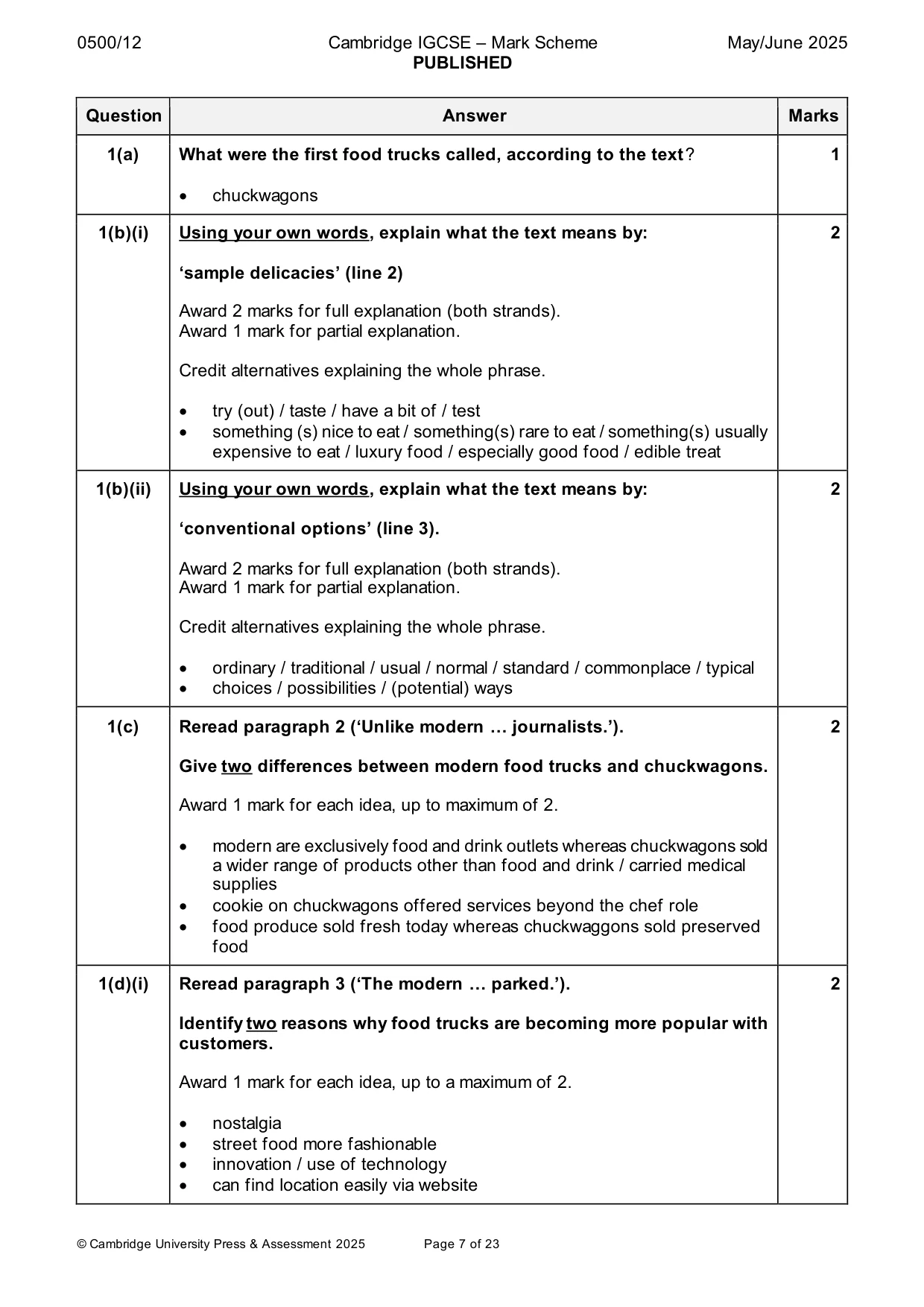 Mark scheme, page 7 of 23