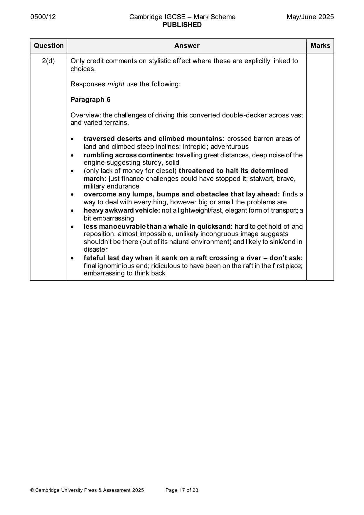 Mark scheme, page 17 of 23