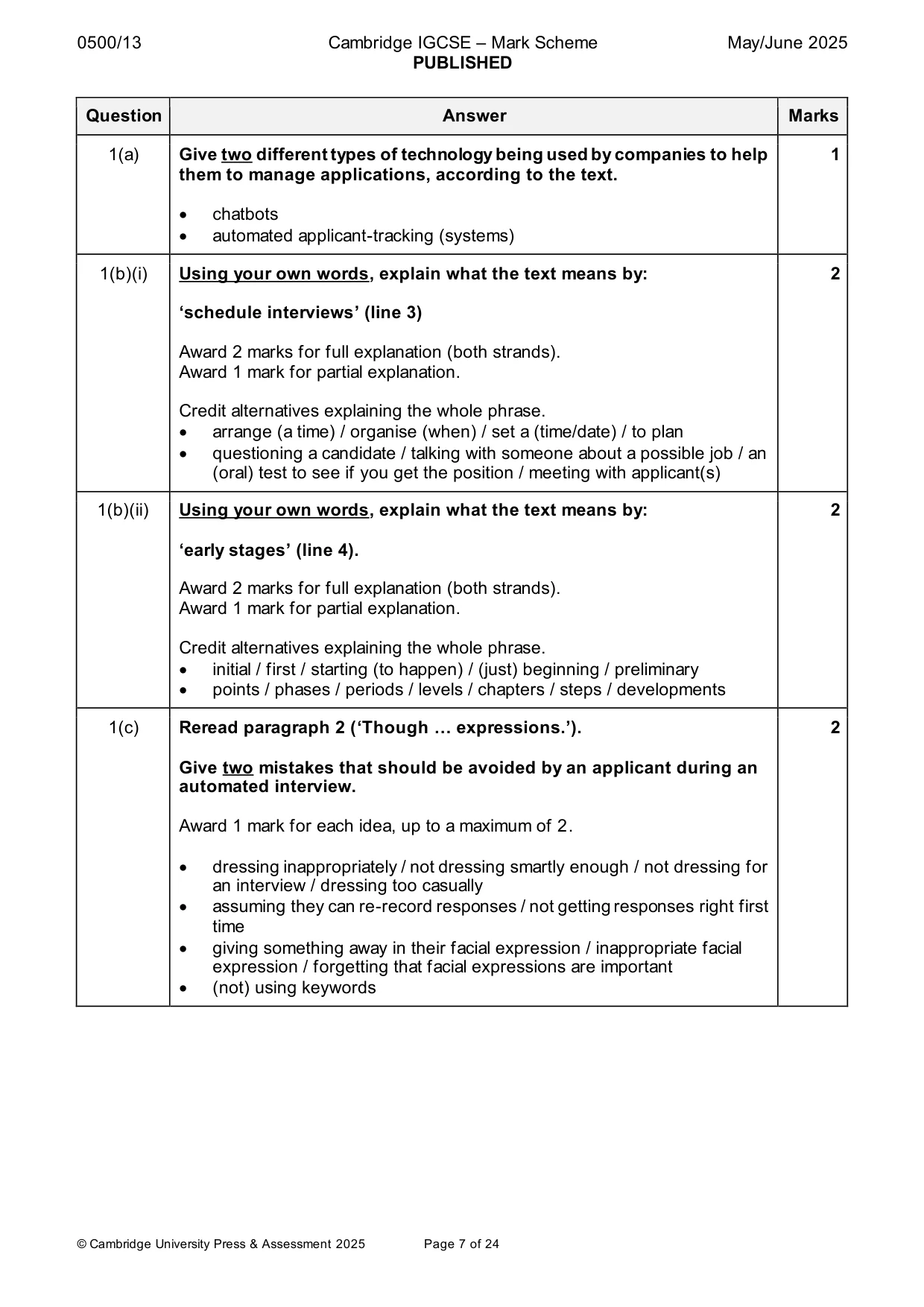Mark scheme, page 7 of 24